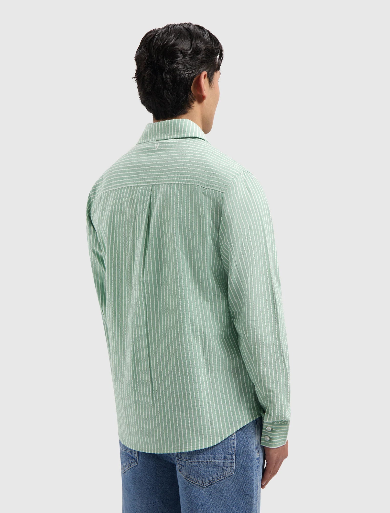 PURE PATH STRIPED SEERSUCKER SHIRT Emerald