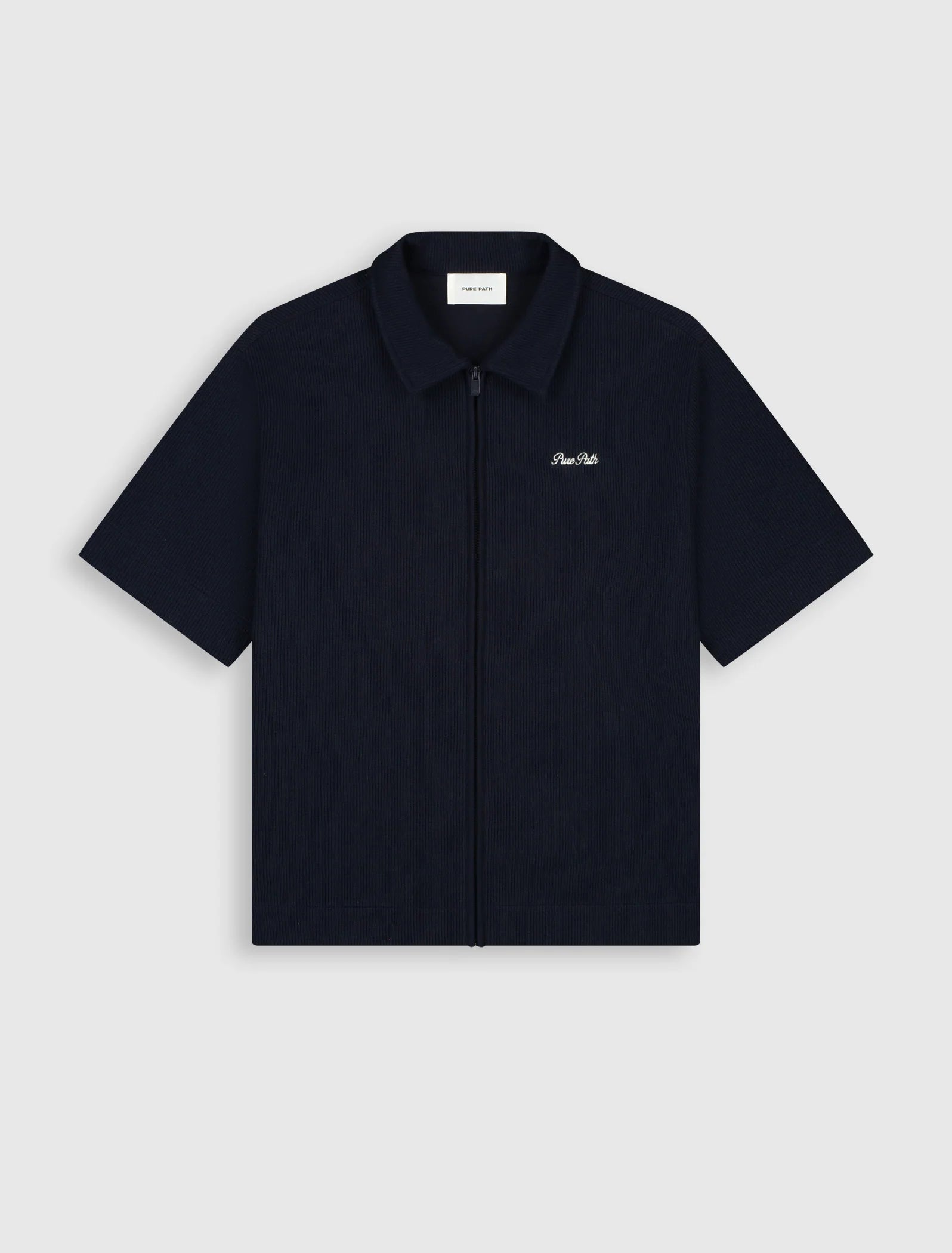 PURE PATH ITALIAN DREAM FULL-ZIP SHORTSLEEVE SHIRT Dark Navy