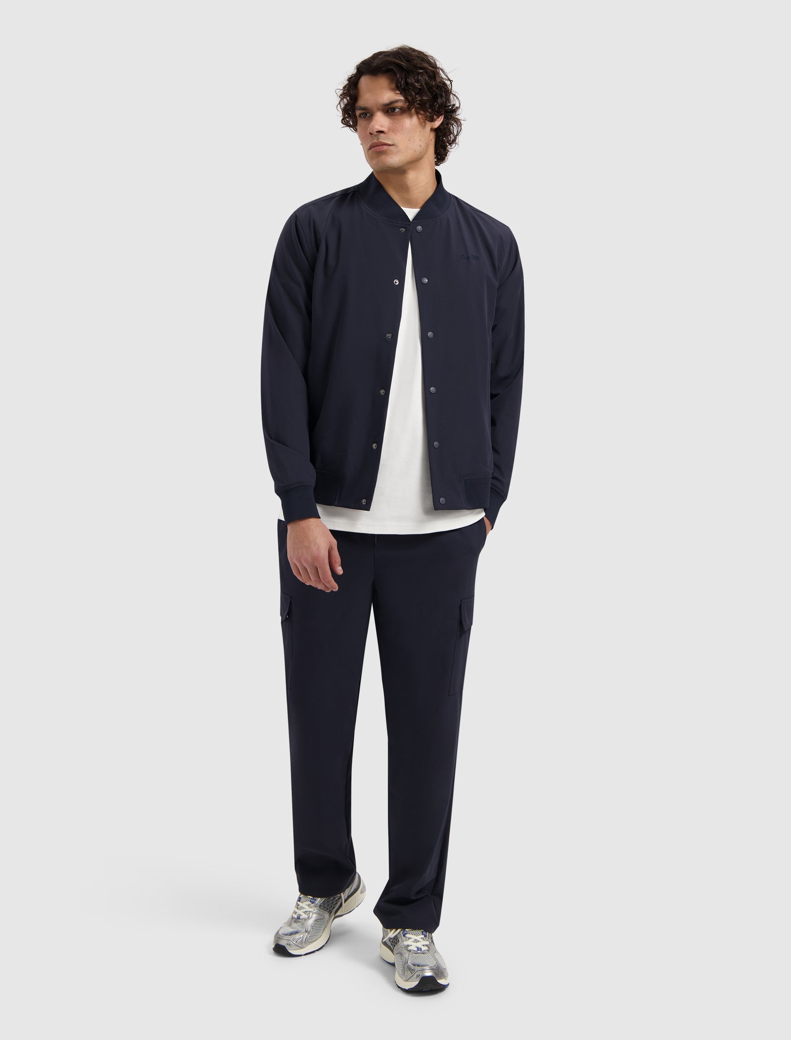 PURE PATH TRAVEL STRETCH BOMBER JACKET Dark Navy