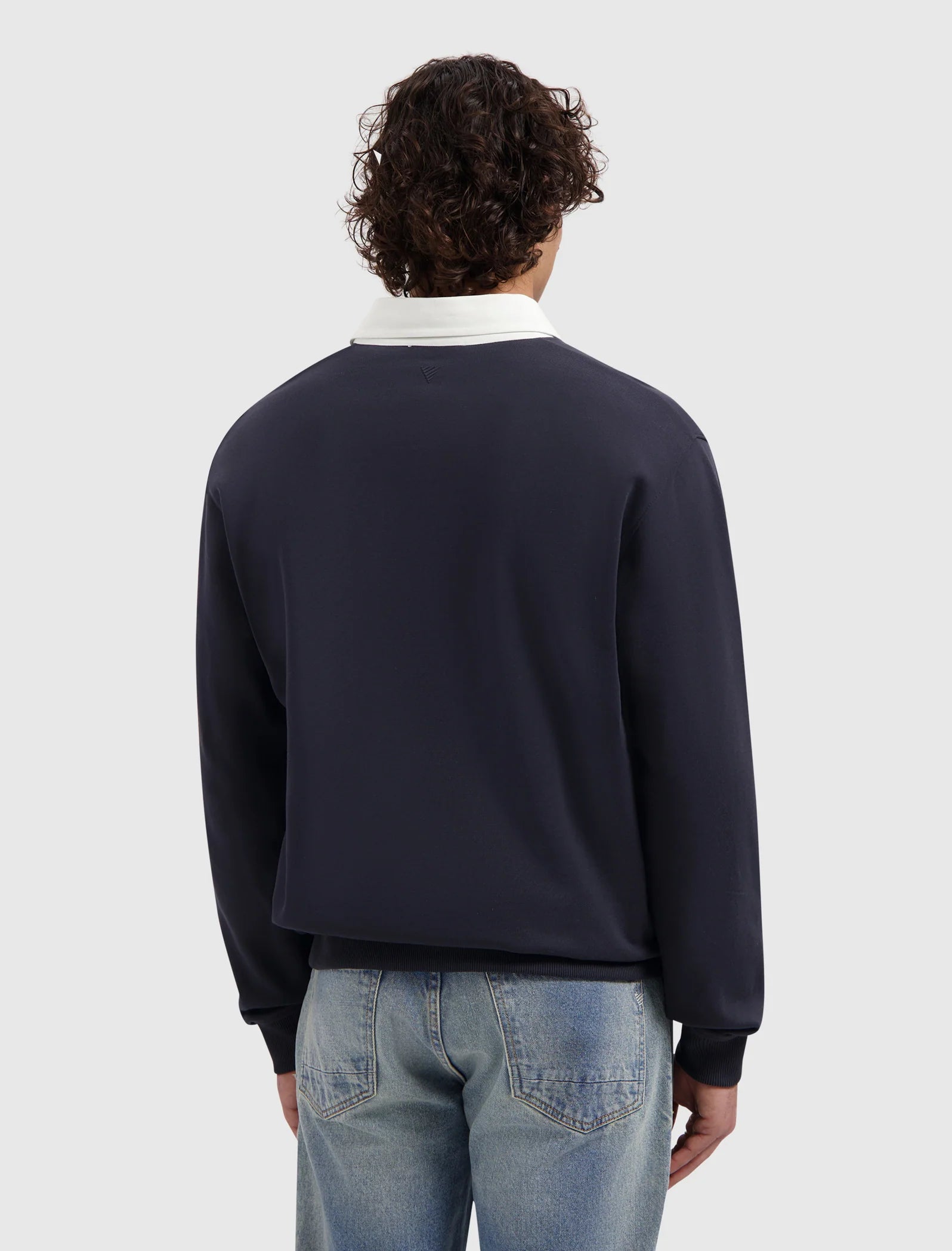PURE PATH TWO-TONE POLO SWEATER Dark Navy