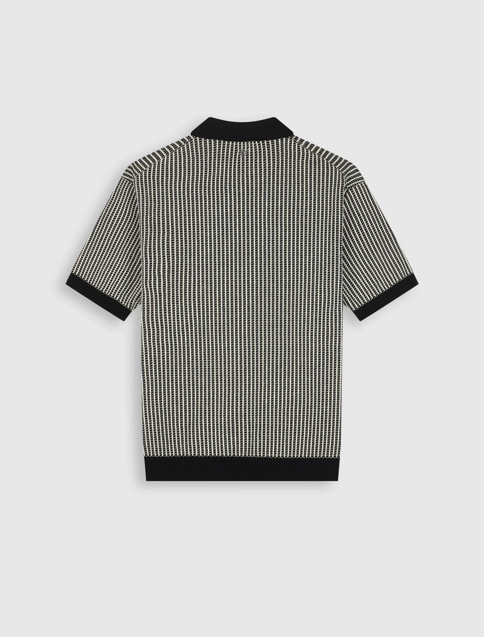 PURE PATH LADDER STITCH KNIT POLO Black