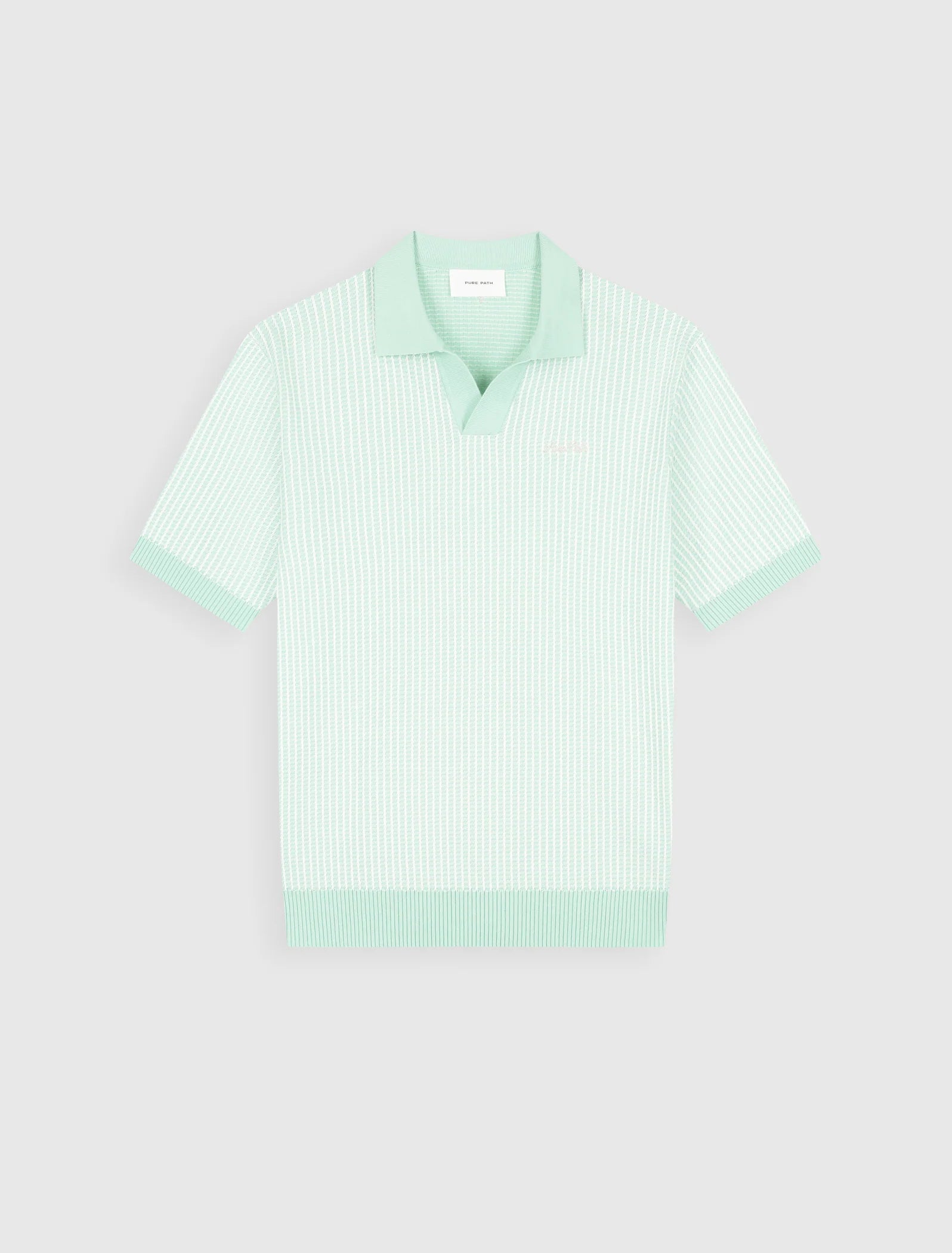 PURE PATH LADDER STITCH KNIT POLO Mint