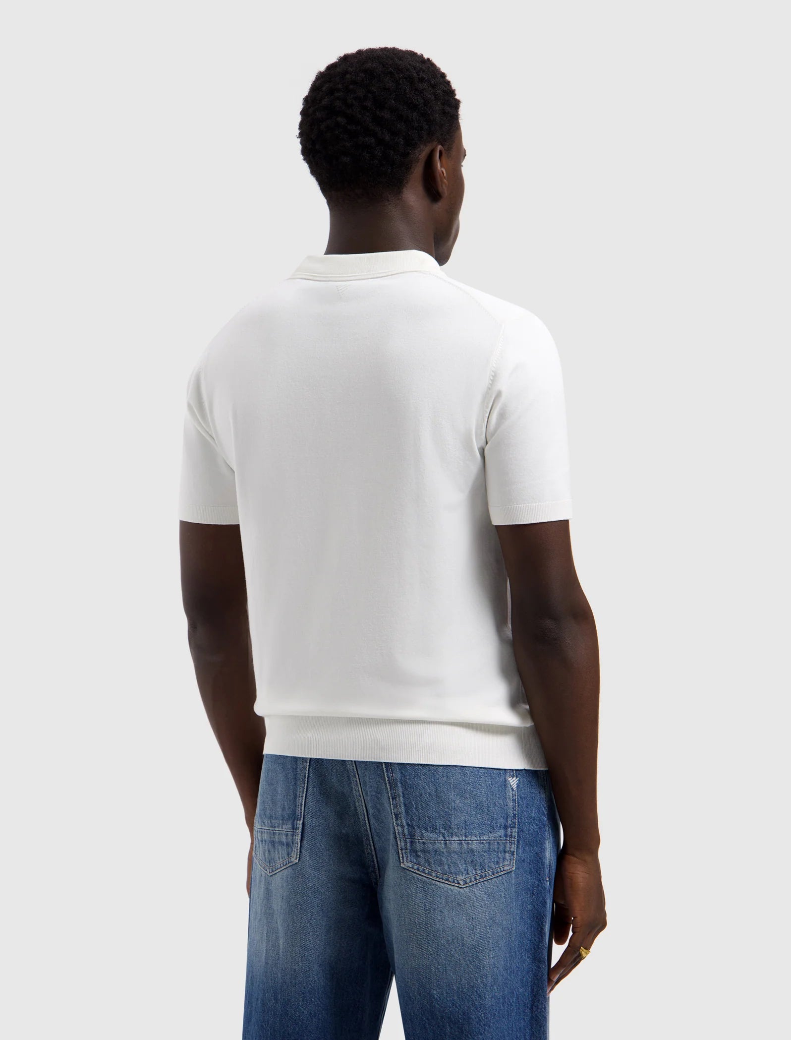PURE PATH HALF-ZIP FLAT KNIT POLO Off White