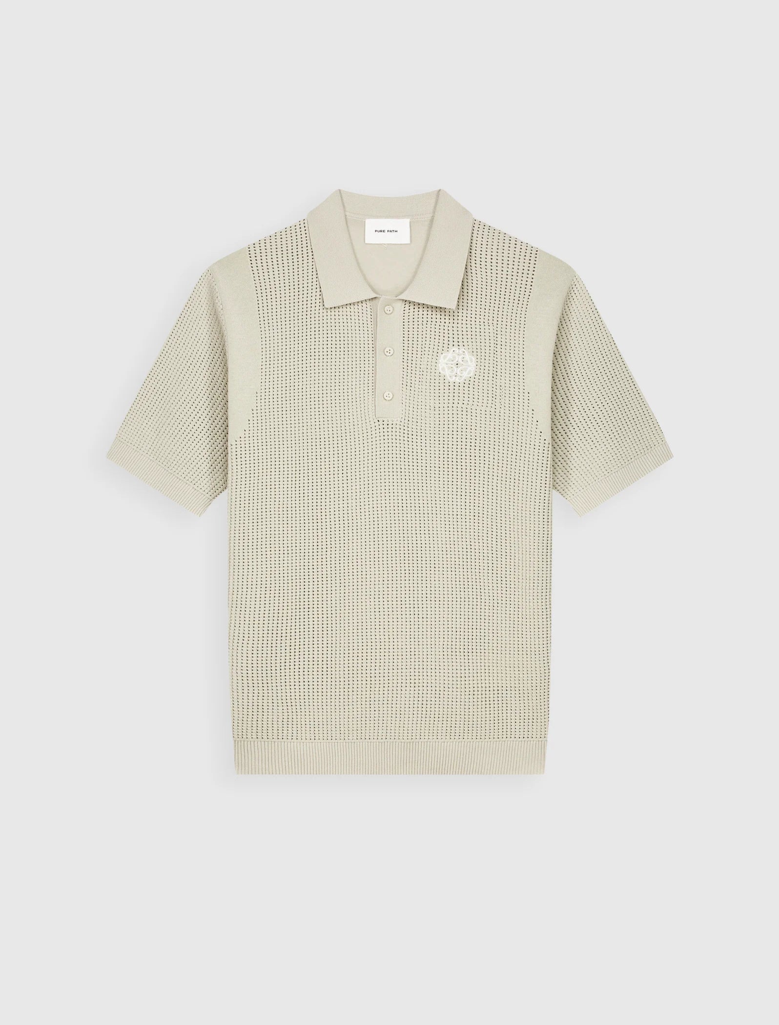 PURE PATH EMBLEM OPEN KNIT POLO Sand