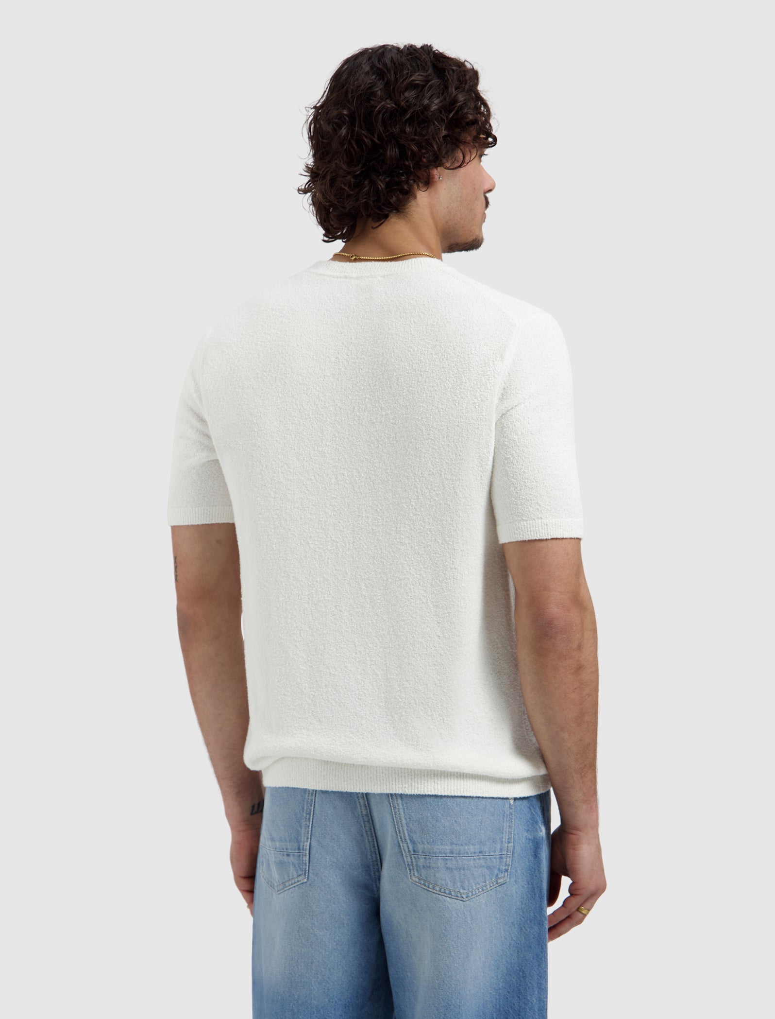 PURE PATH Bouclé Knit T-shirt Off White