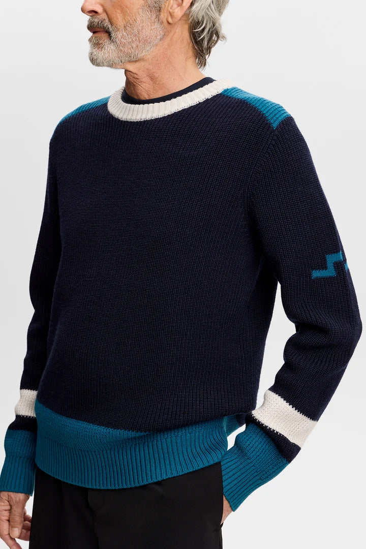 J.LINDEBERG STAN COLOUR BLOCK KNIT | Jl Navy