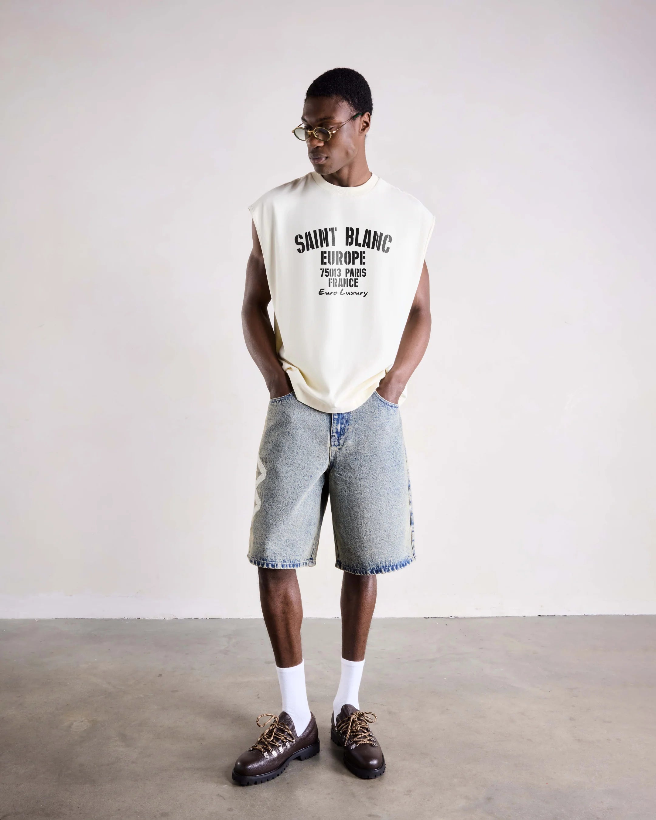 SAINT BLANC EURO LUXURY SLEEVELESS SHIRT OFF WHITE