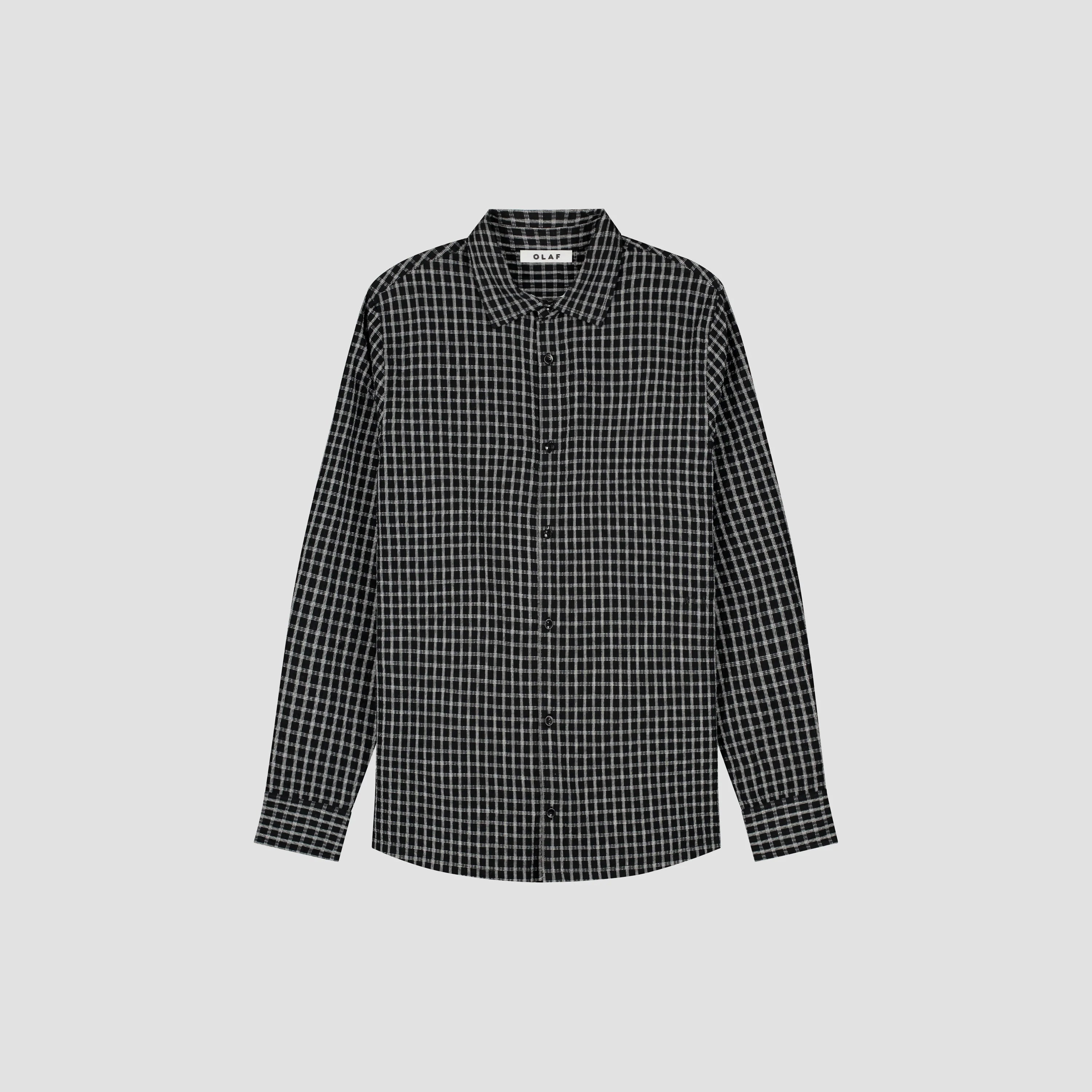 Olaf CHECKED SEERSUCKER LS SHIRT - BLACK