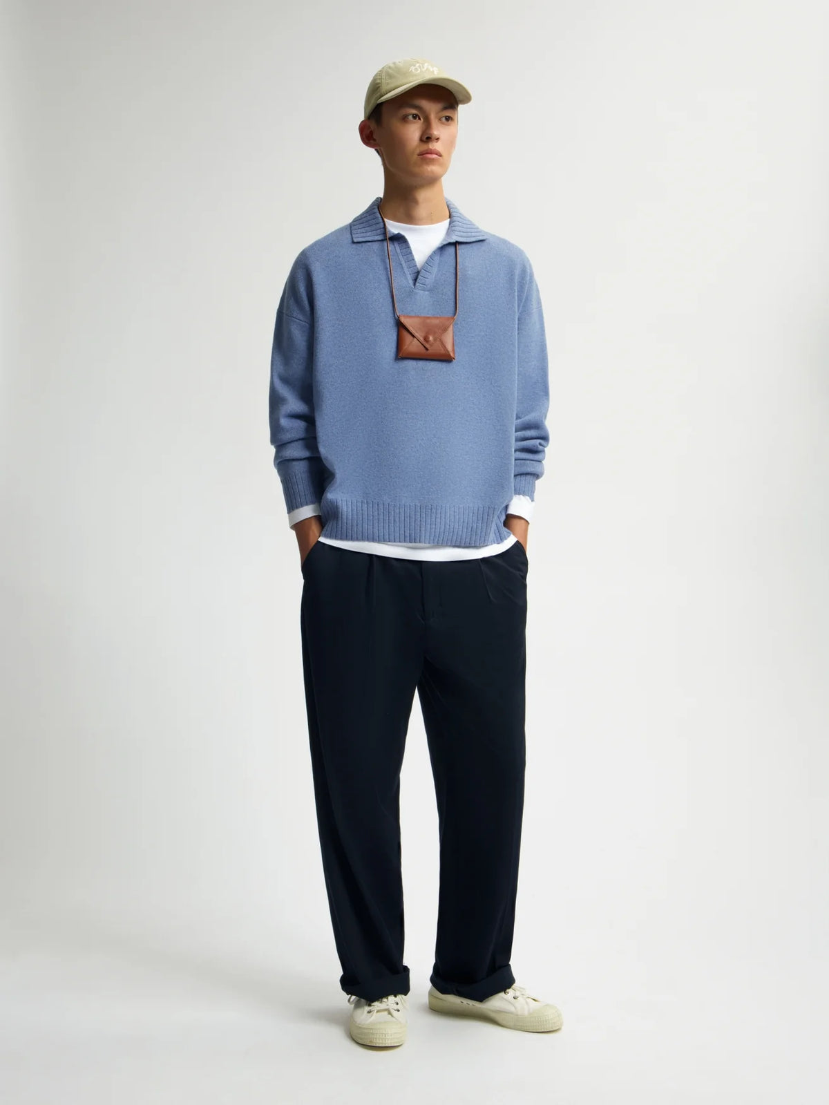 OLAF ESSENTIAL KNITTED POLO Dusty Blue