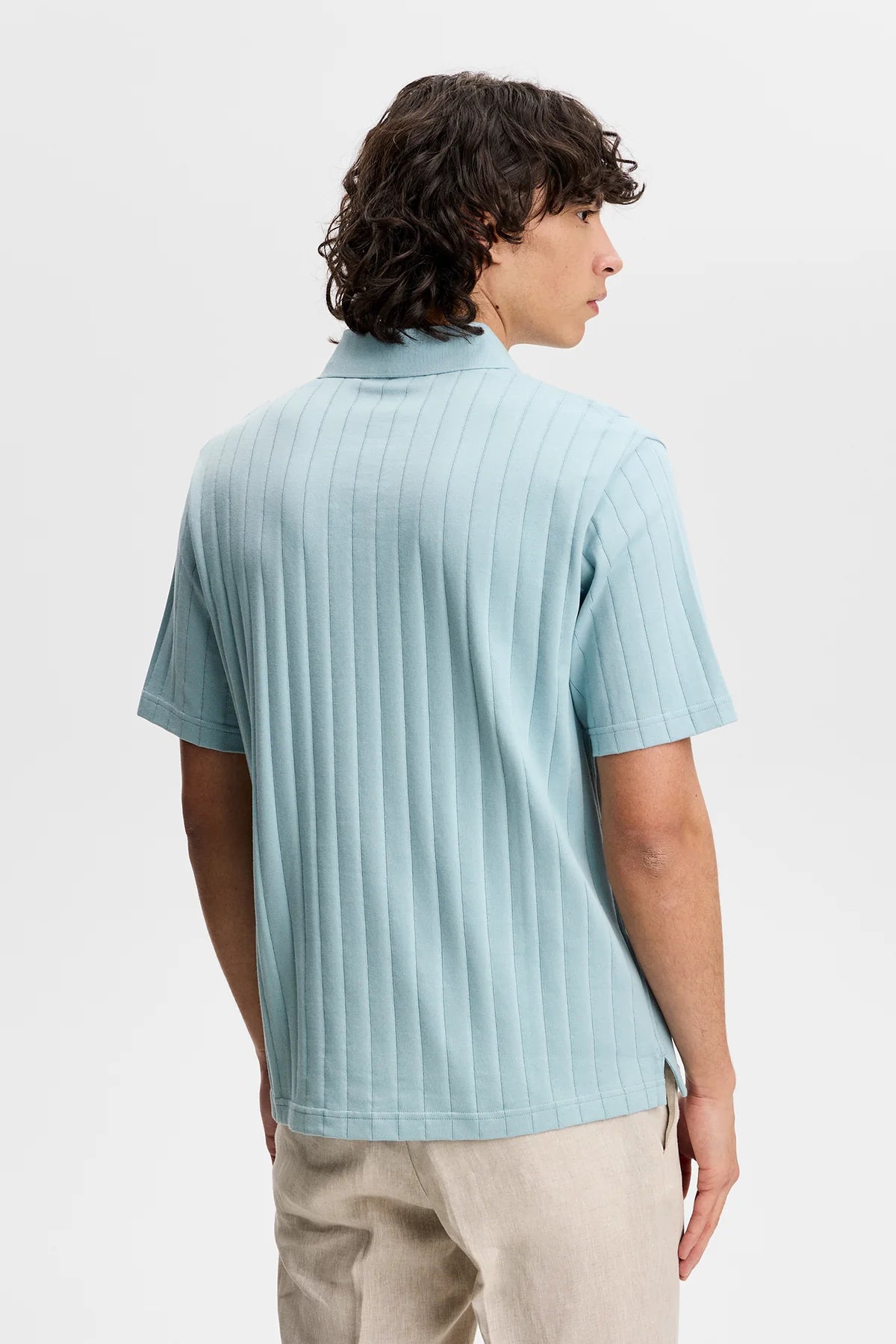 J.LINDEBERG Simon Stripe Polo Forget-Me-Not