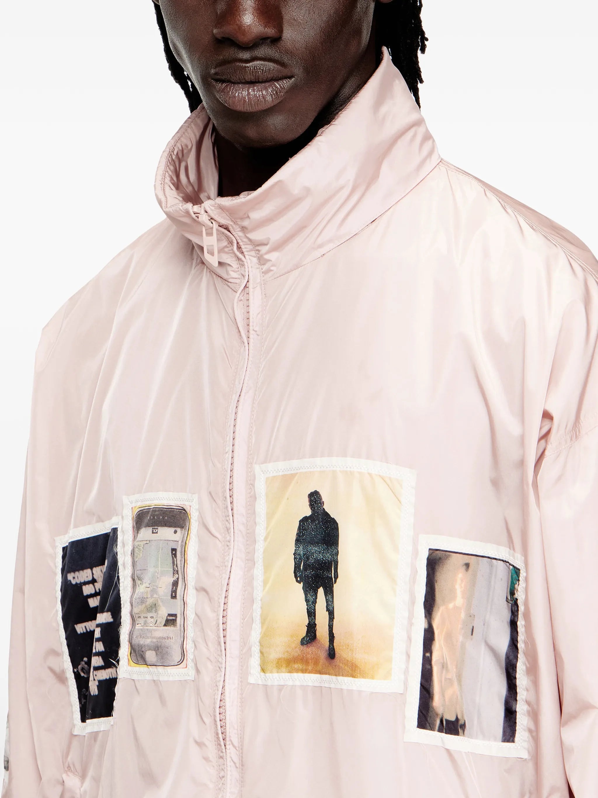 DIESEL Windbreaker With Graphic Patches Pink