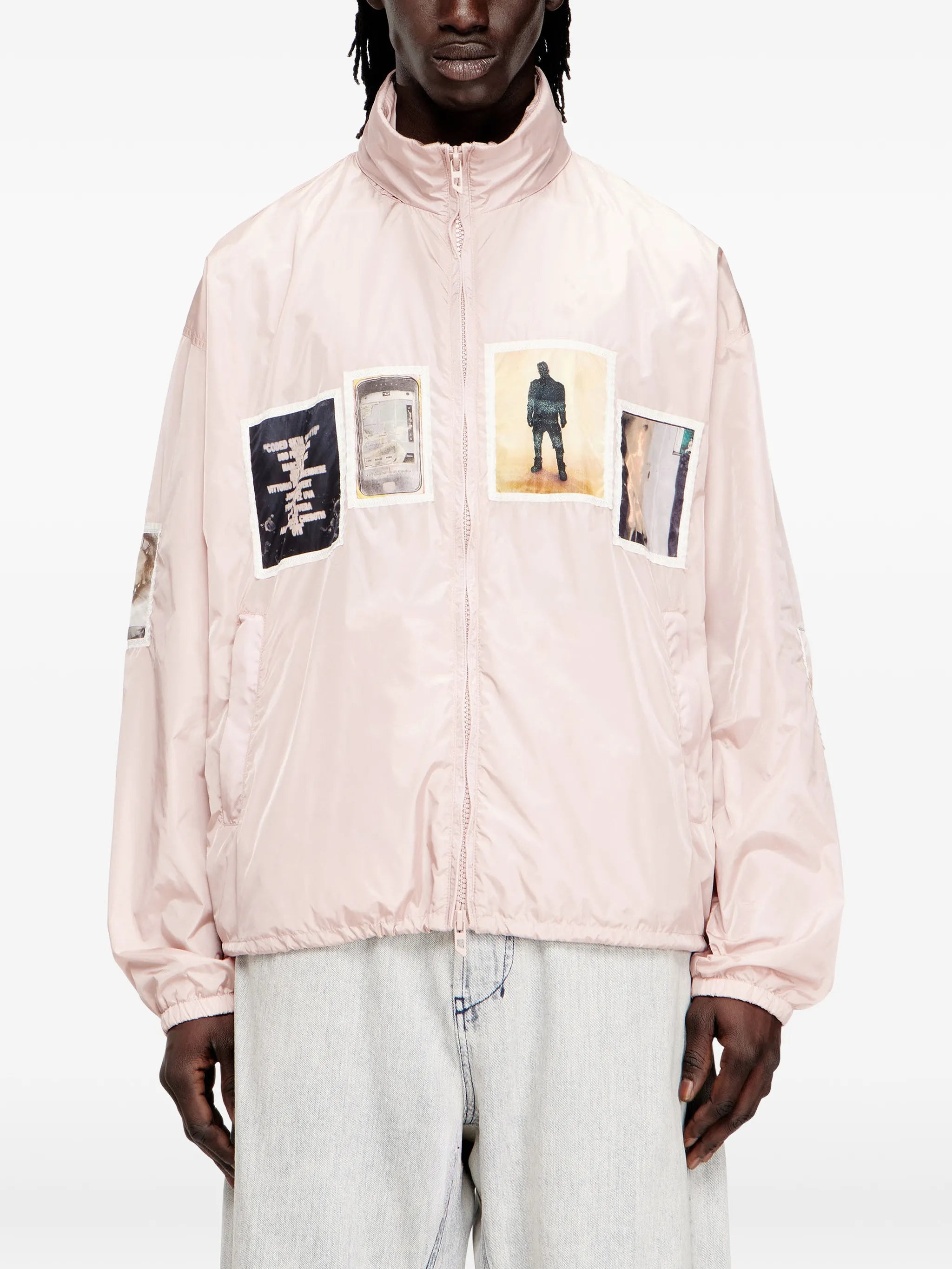 DIESEL Windbreaker With Graphic Patches Pink