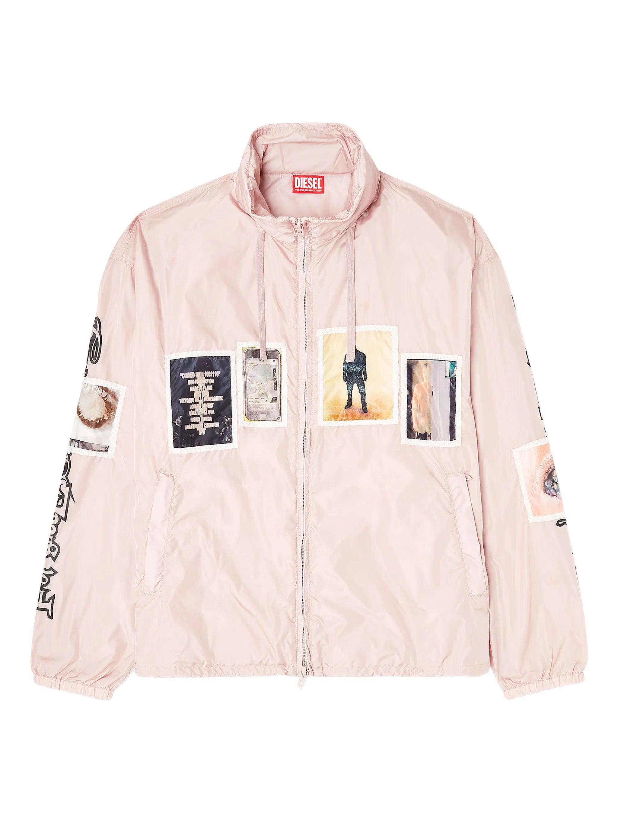 DIESEL Windbreaker With Graphic Patches Pink