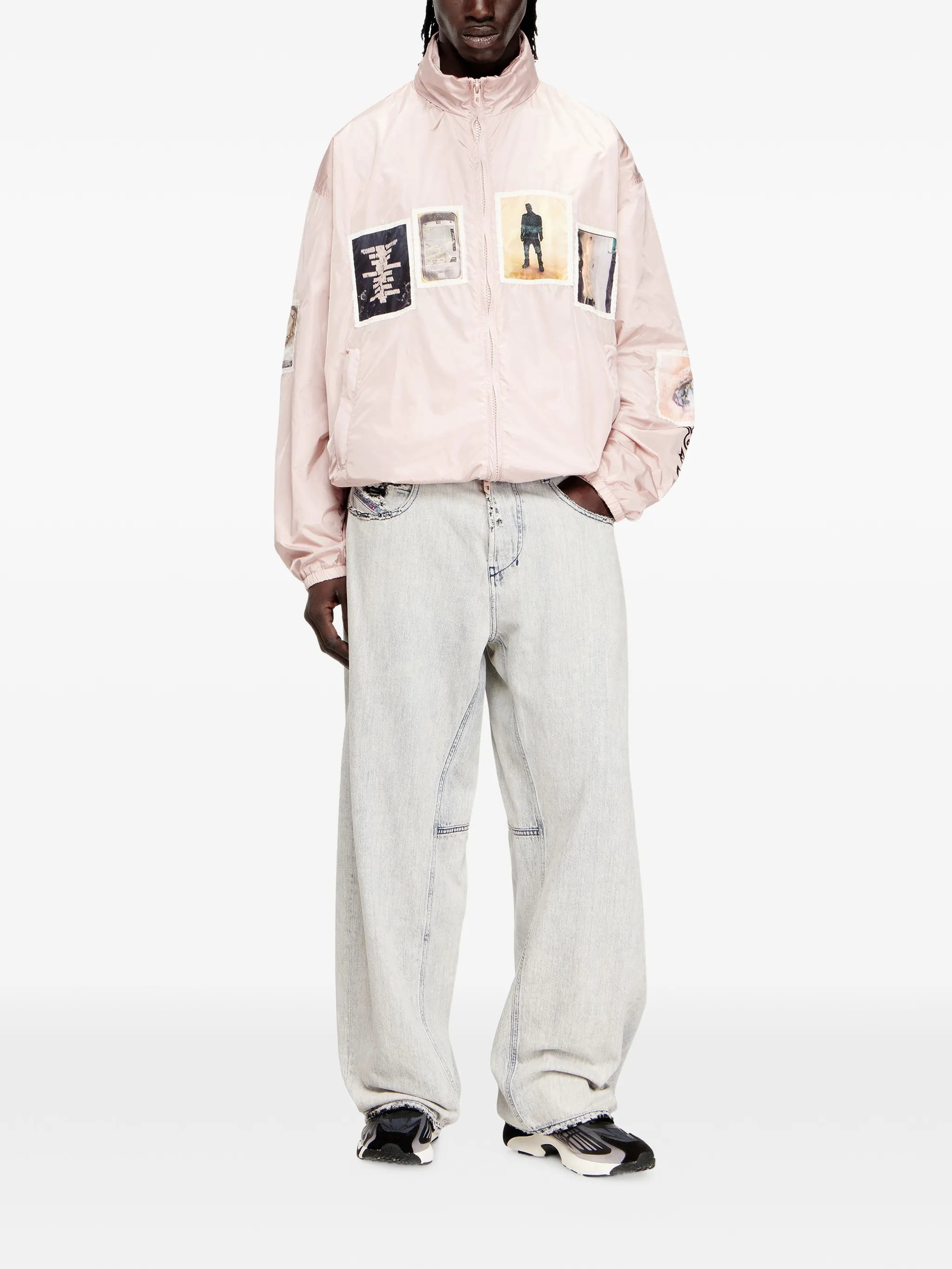 DIESEL Windbreaker With Graphic Patches Pink