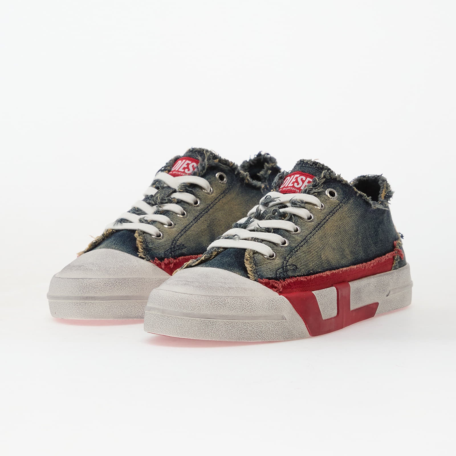 DIESEL S-D-Verse-Dirty-Effect Canvas Sneakers Indigo