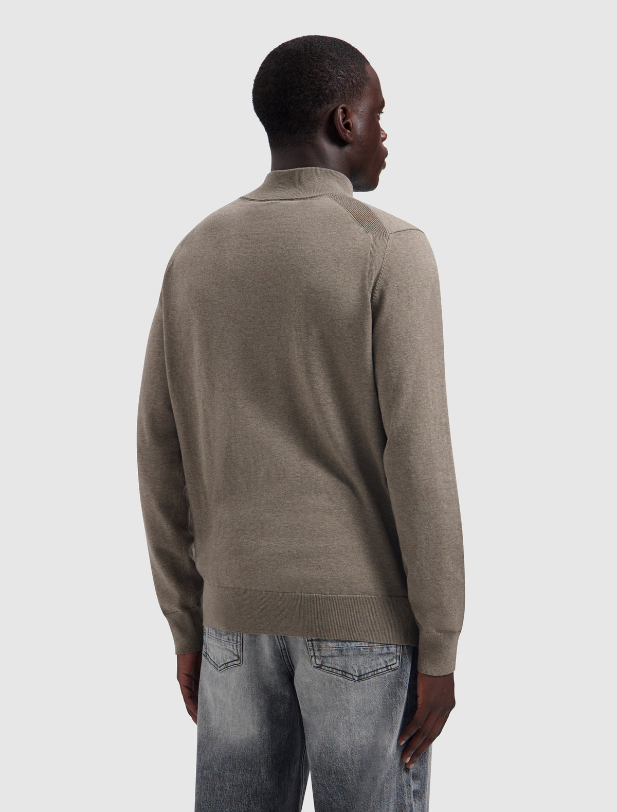 PURE PATH FLAT KNIT HIDDEN HALF-ZIP | TAUPE MELANGE
