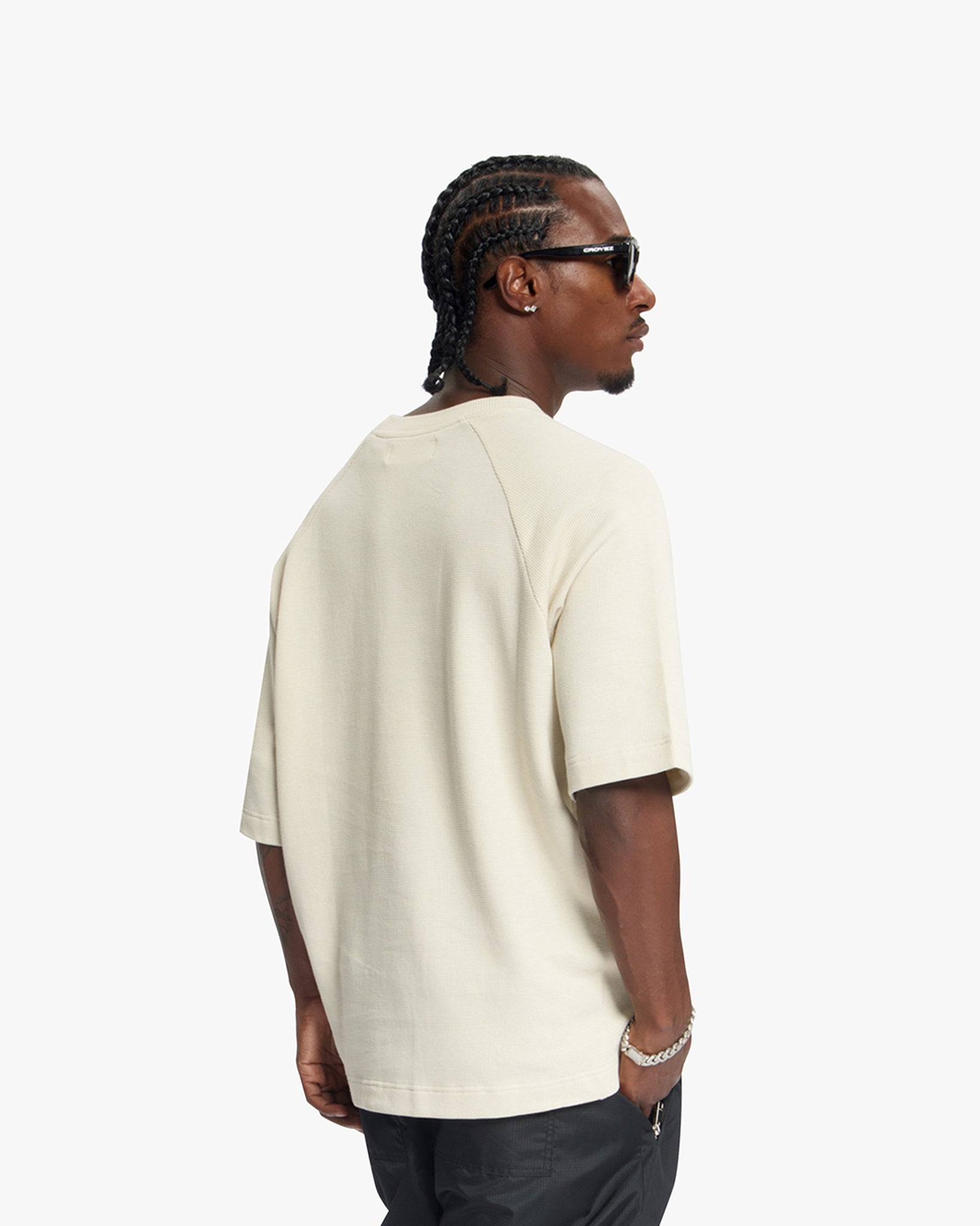 Croyez Waffle Raglan T-Shirt | Forest Green | Light Beige