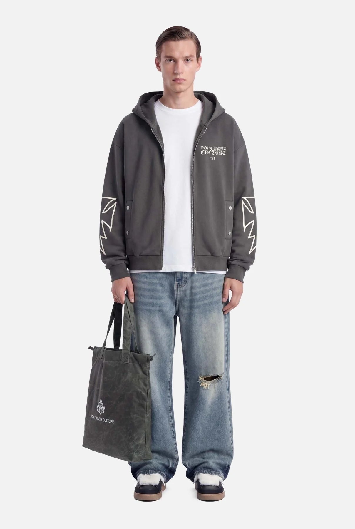 DON’T WASTE CULTURE VELO ZIPPER HOODIE | GREY