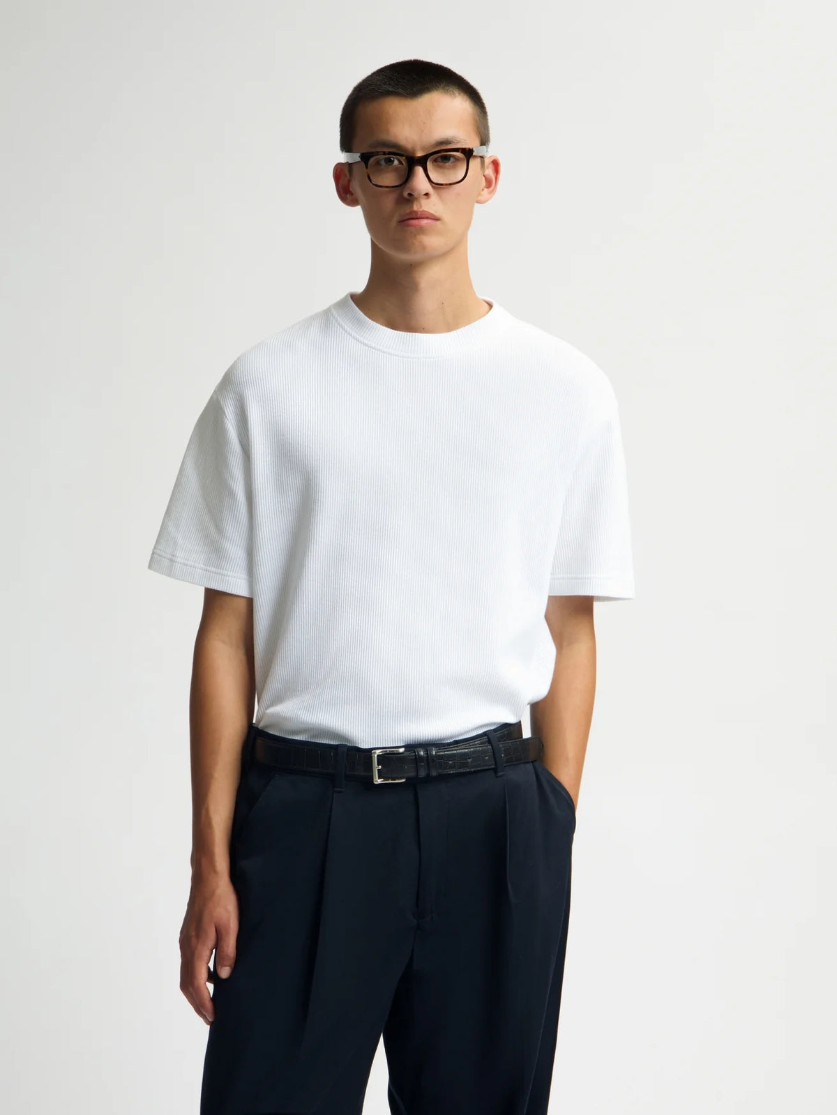 OLA RIBBED TEE Optical White