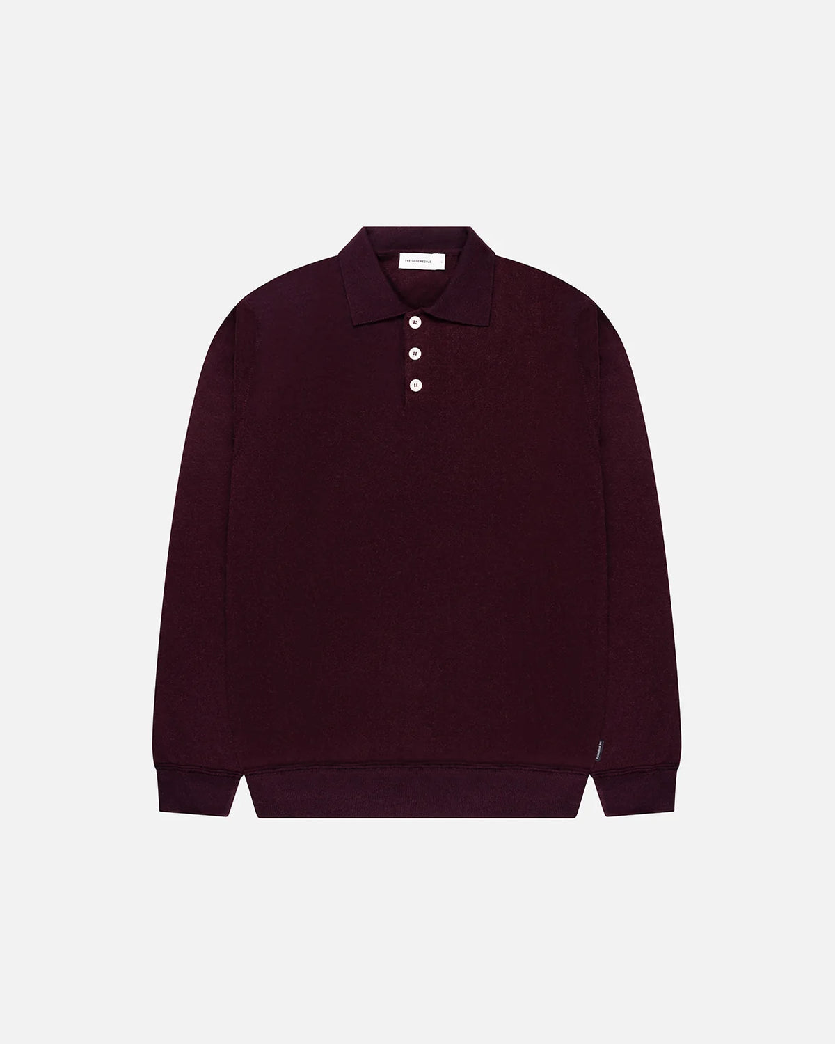 GOOD PEOPLE Kario Italian Knitted Long-Sleeve Polo Bordeaux