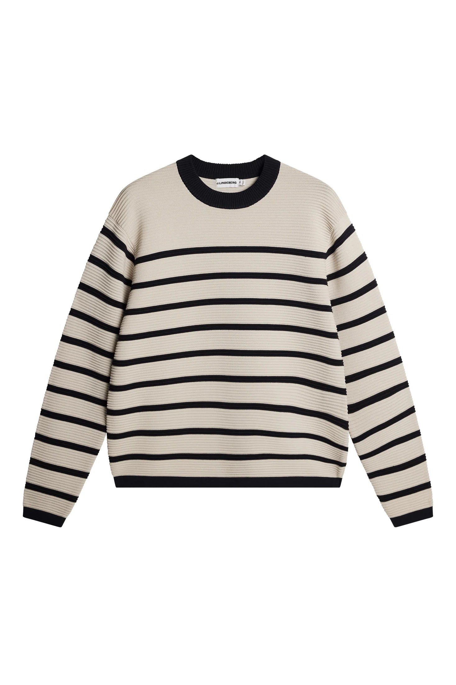 J.LINDEBERG Sawyer Stripe Crew Neck Moonbeam