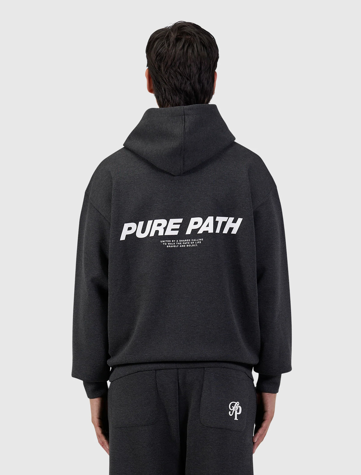 PURE PATH INITIALS INTERLOCK HOODIE Black
