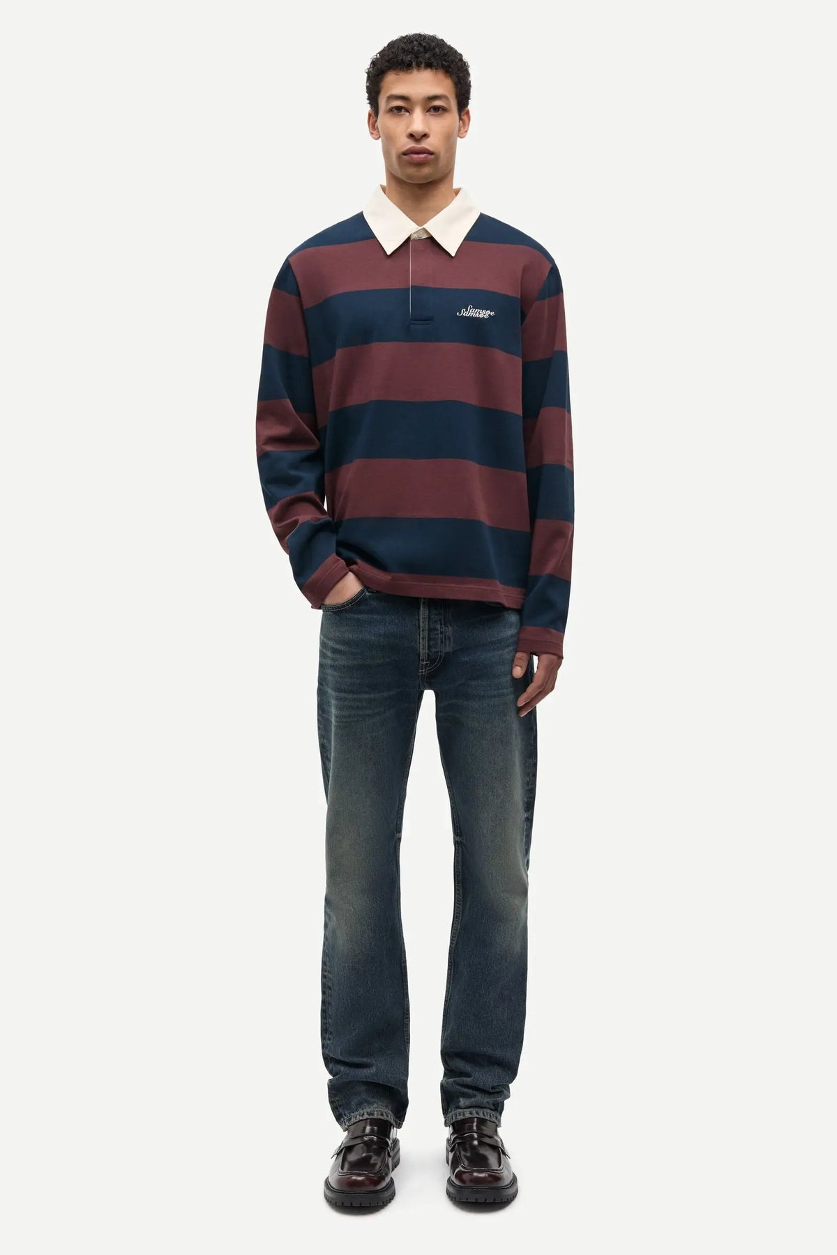 SAMSOE SAMSOE SAKEVIN X POLO LS 15512 BITTER CHOCOLATE ST.