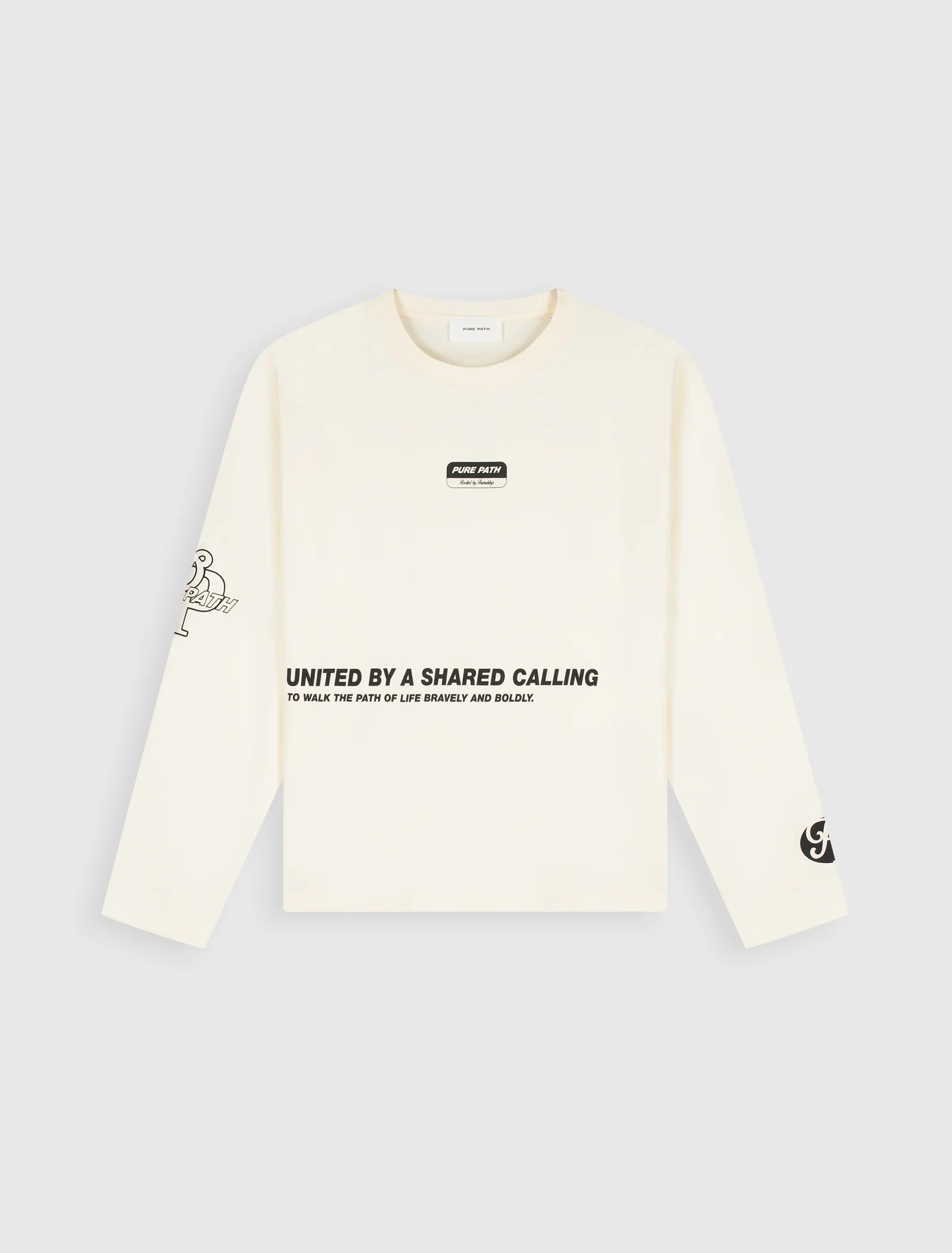 PURE PATH UNITED LONGSLEEVE T-SHIRT BOXY Ecru