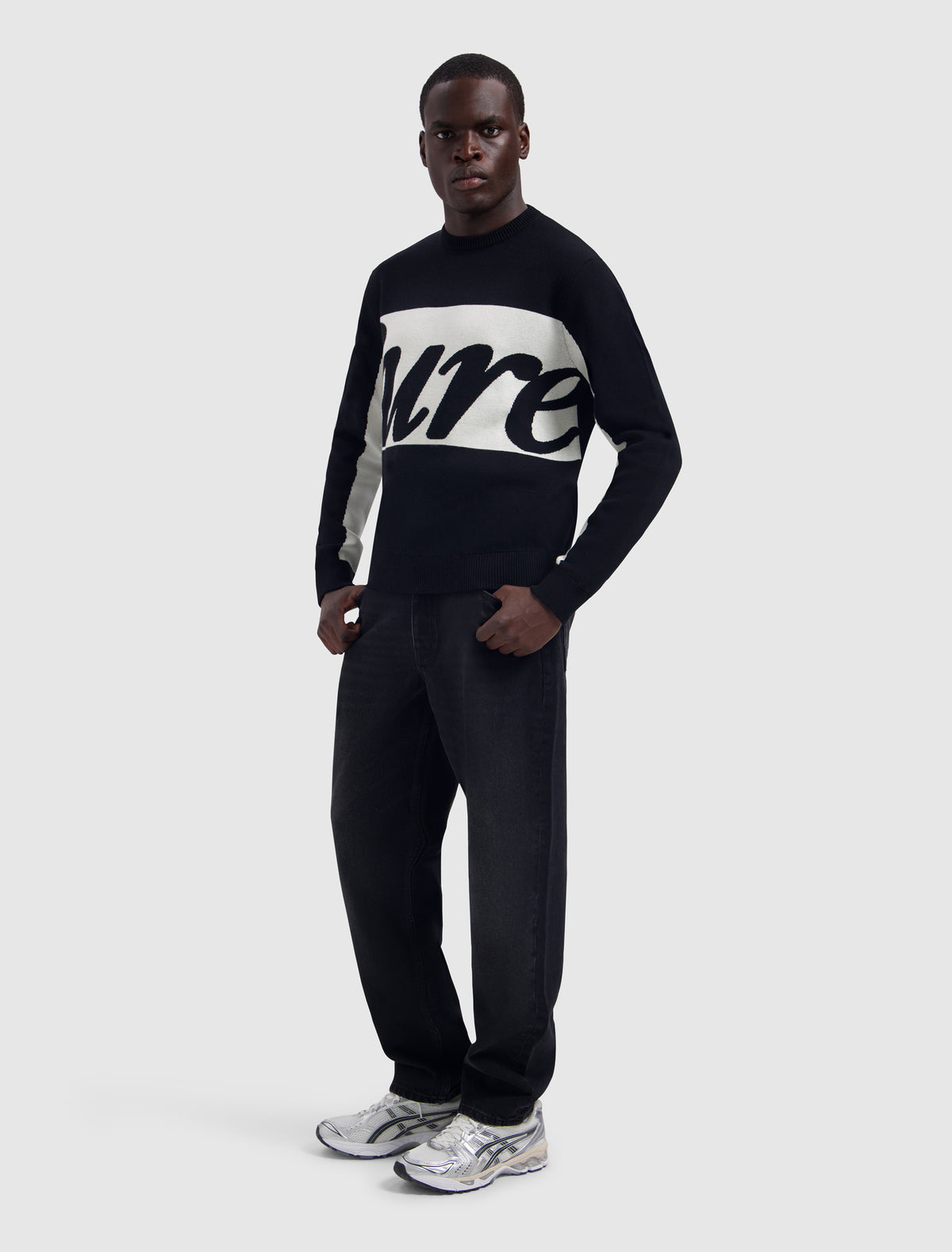 PURE PATH Jacquard Pure Knit Sweater Black