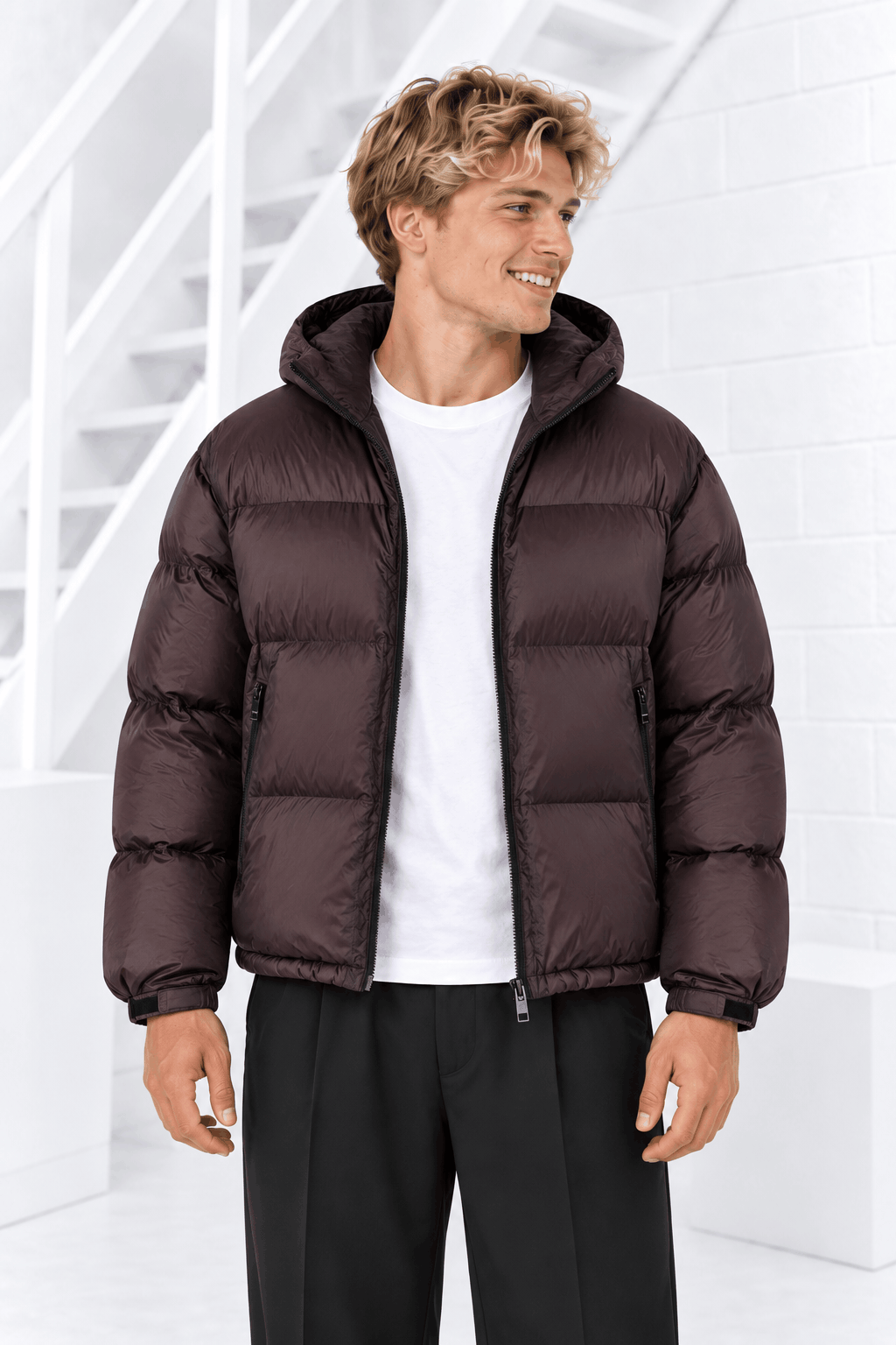 CROYEZ TRANSLUCIDE PUFFER JACKET Raisin Red