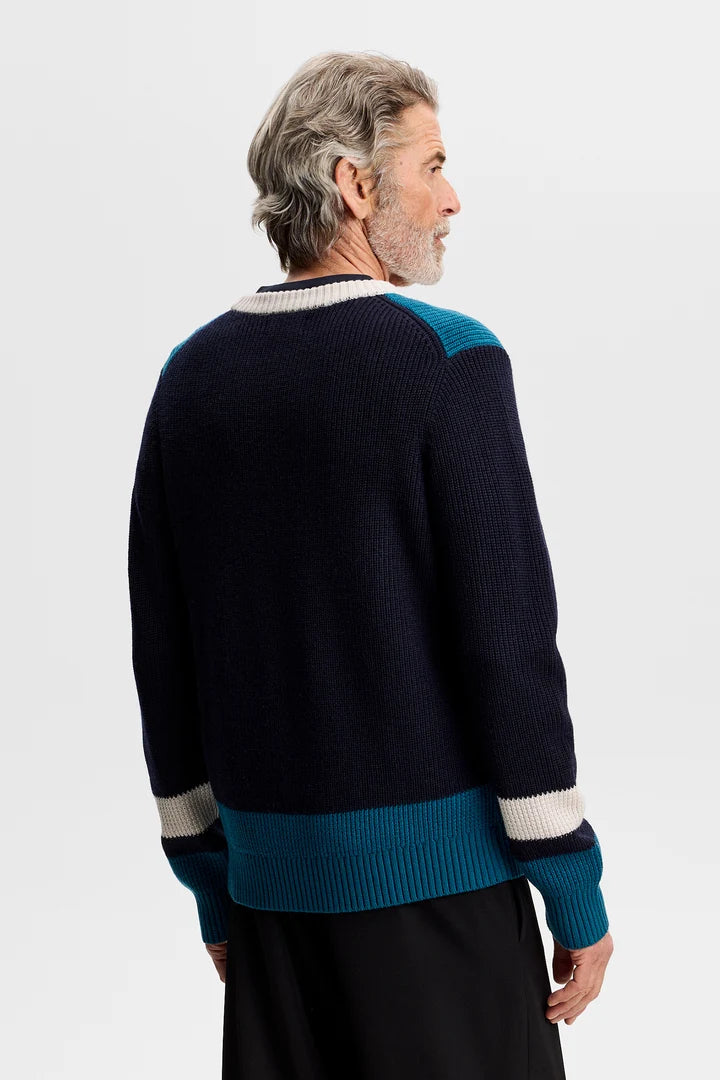 J.LINDEBERG STAN COLOUR BLOCK KNIT | Jl Navy