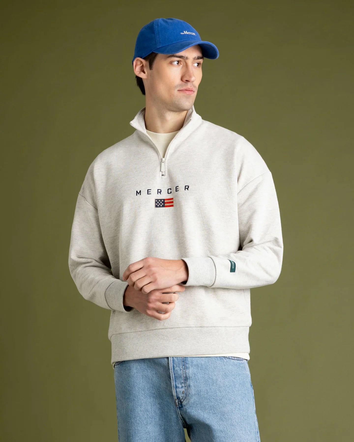 MERCER The Mercer Quarter Zip Grey