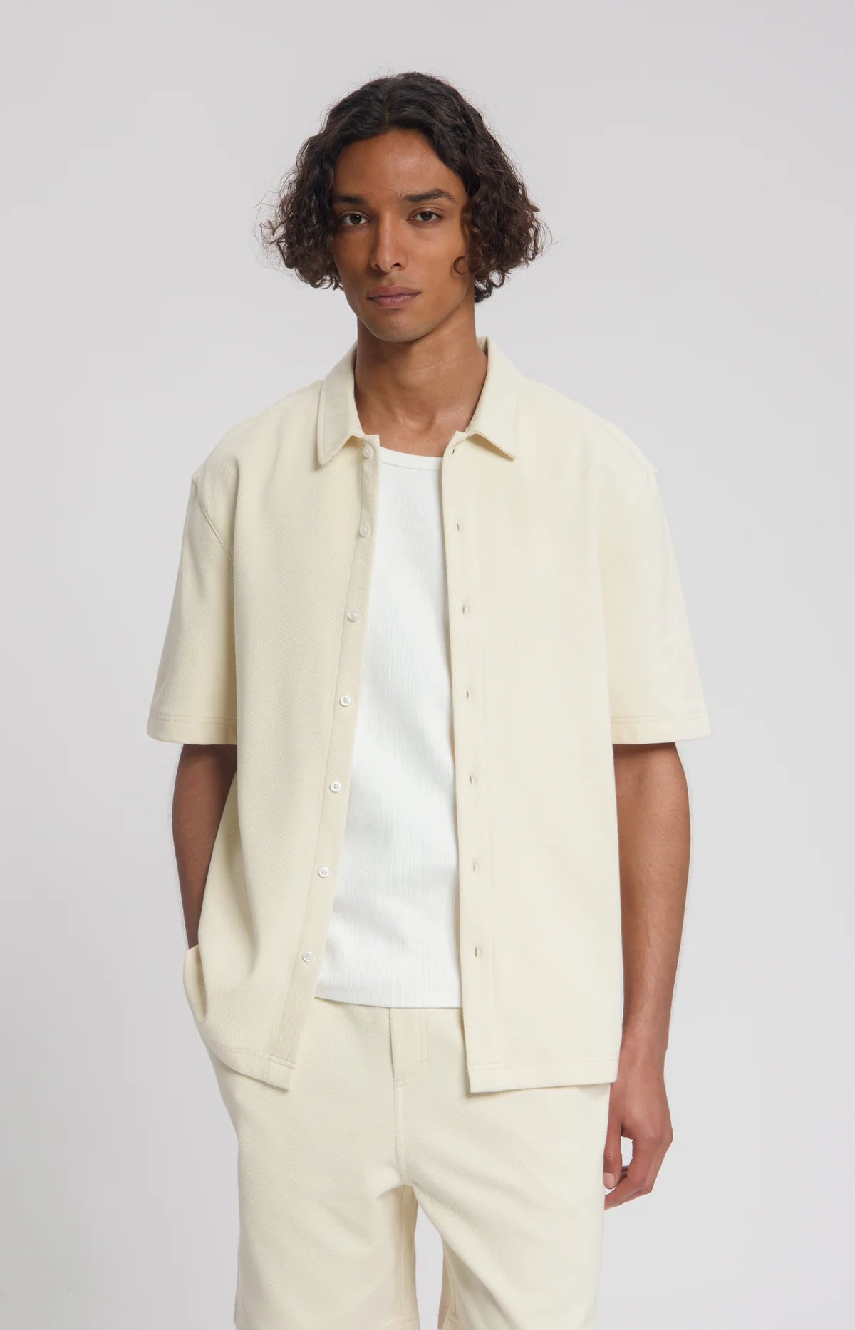 LAW OF THE SEA BERMUDA STRUCTURED SHIRT Almond Milk