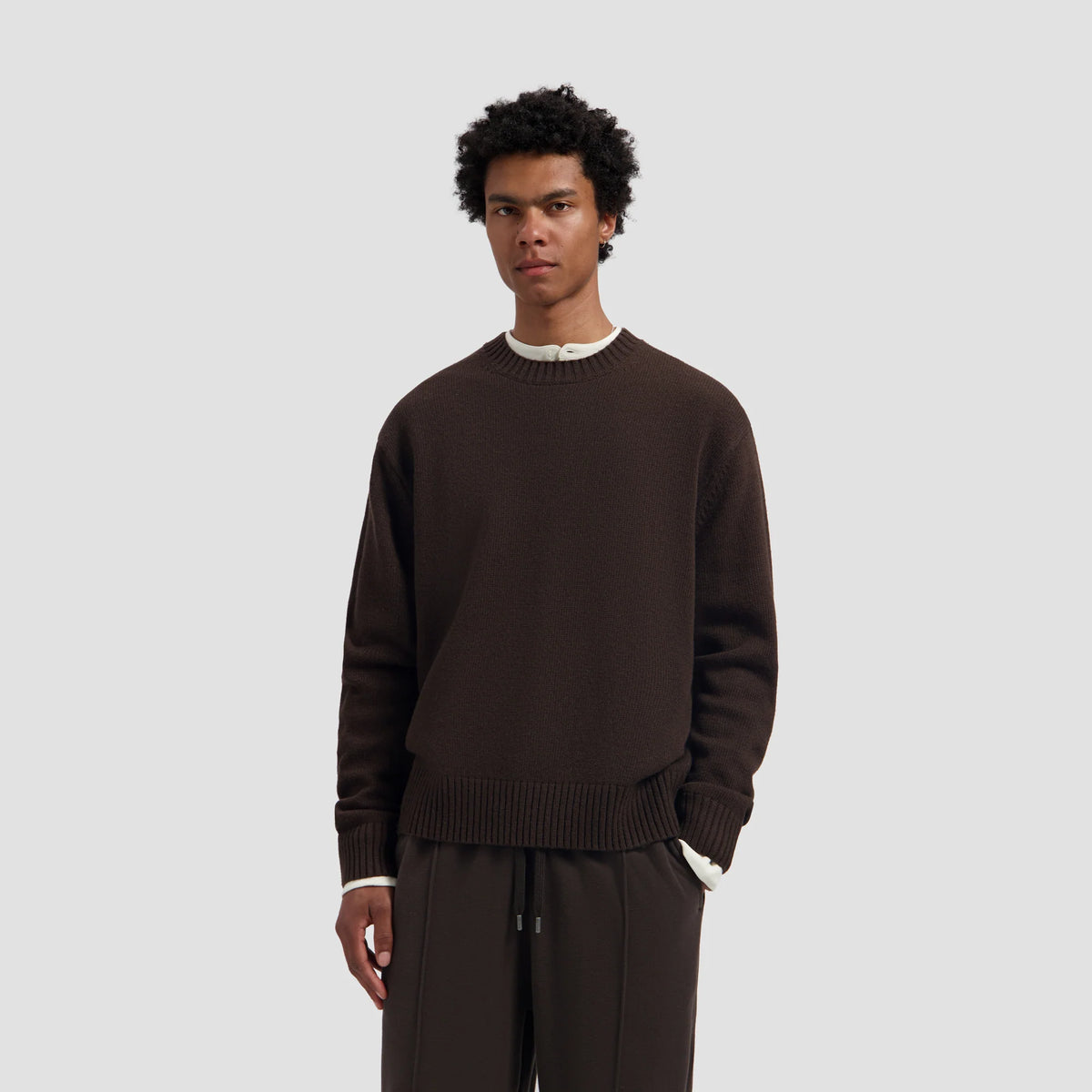 OLAF ESSENTIAL KNITTED CREWNECK Chocolate Plum