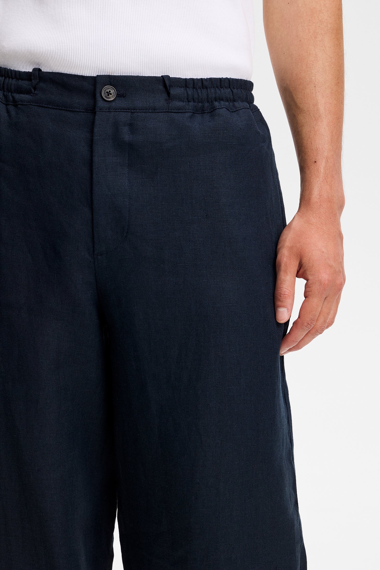 J.LINDEBERG Noah Drape Linen Pants Navy