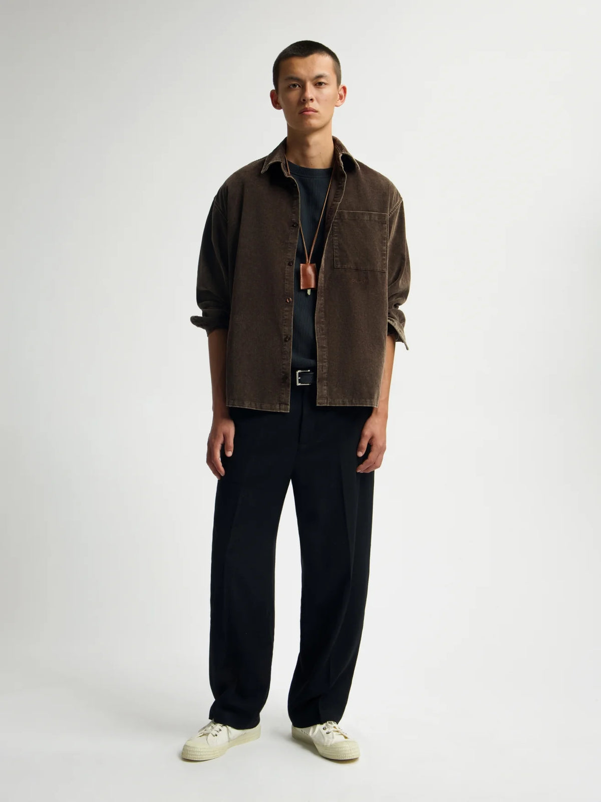 OLAF WOOL BARREL LEG PANT Black