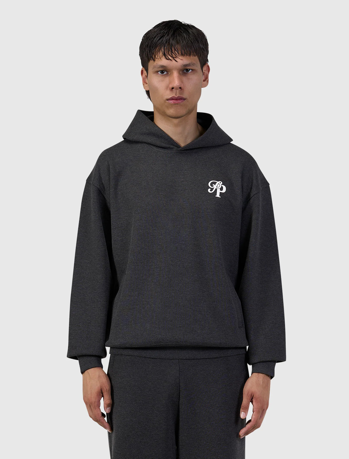 PURE PATH INITIALS INTERLOCK HOODIE Black