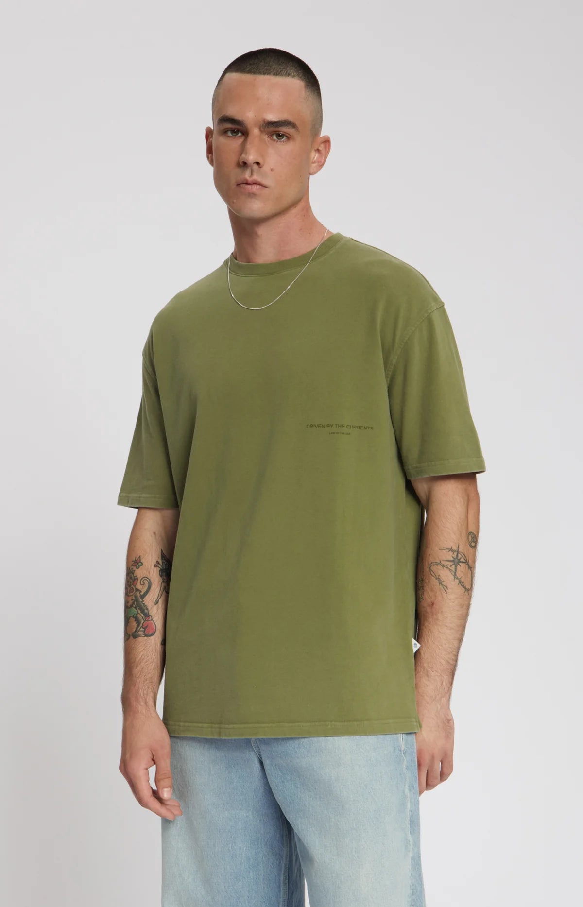 AQUALIS GARMENT DYED T-SHIRT Martine Olive