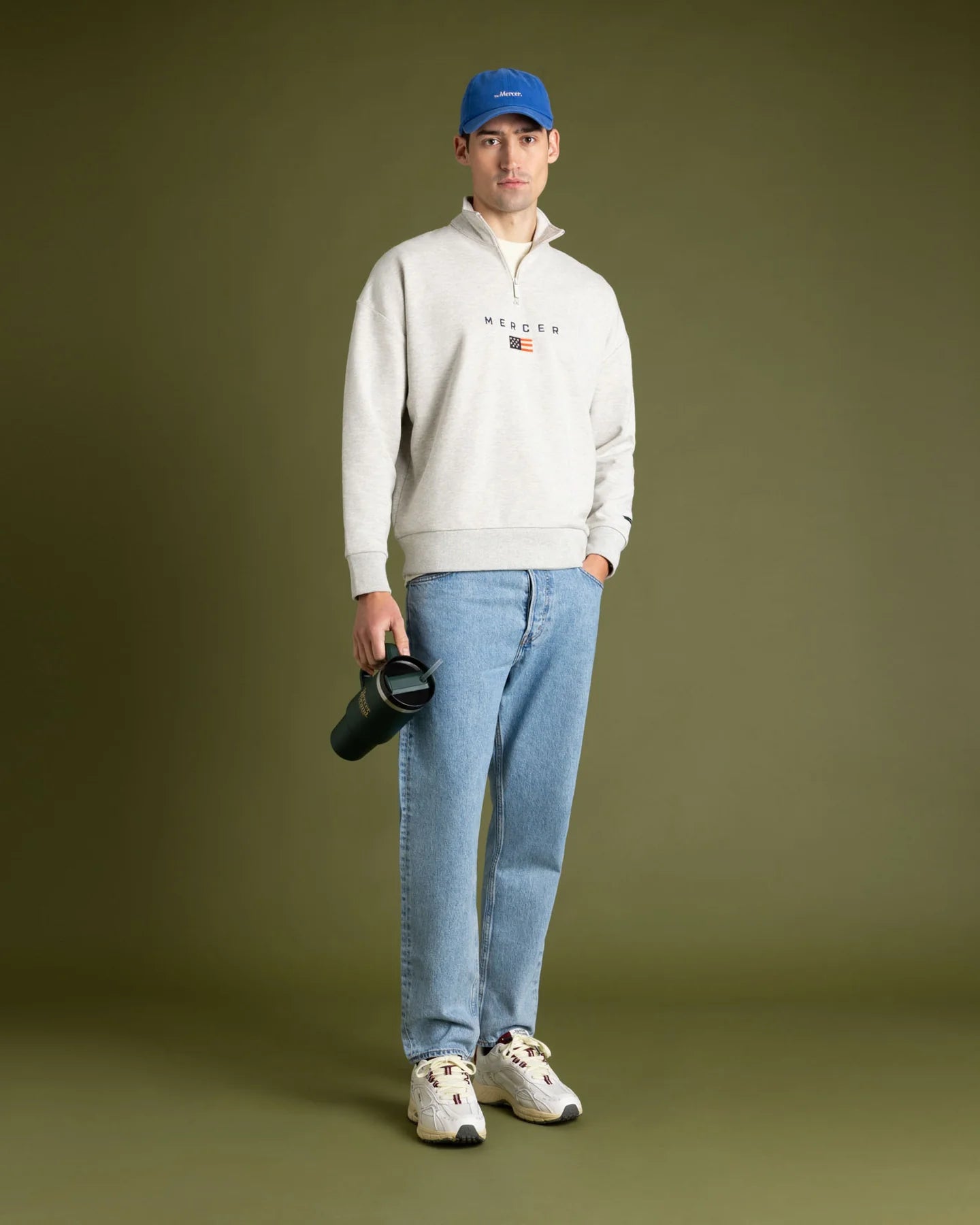 MERCER The Mercer Quarter Zip Grey
