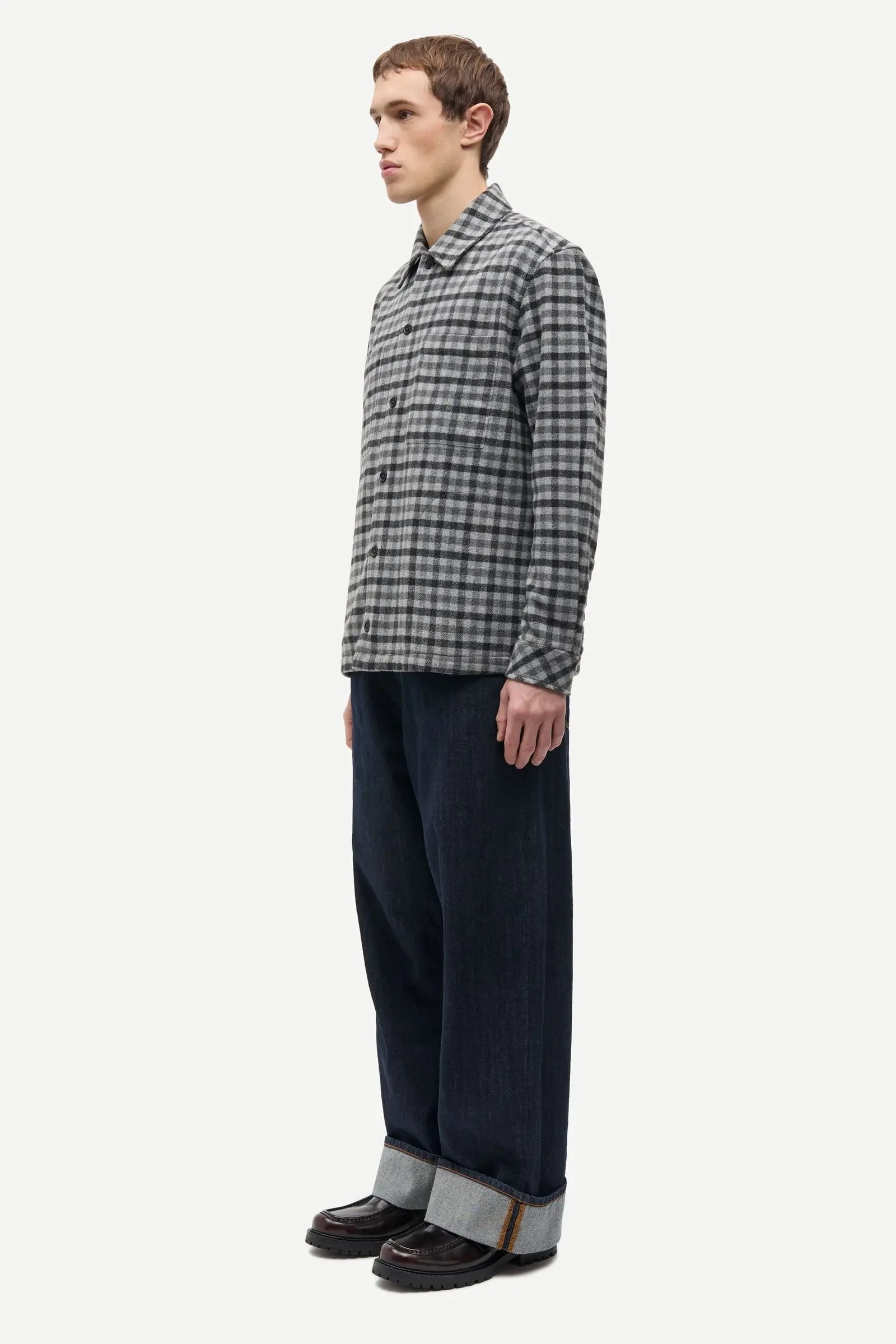 SAMSOE SAMSOE SACASTOR X O OVERSHIRT 14089 Grey Melange Check