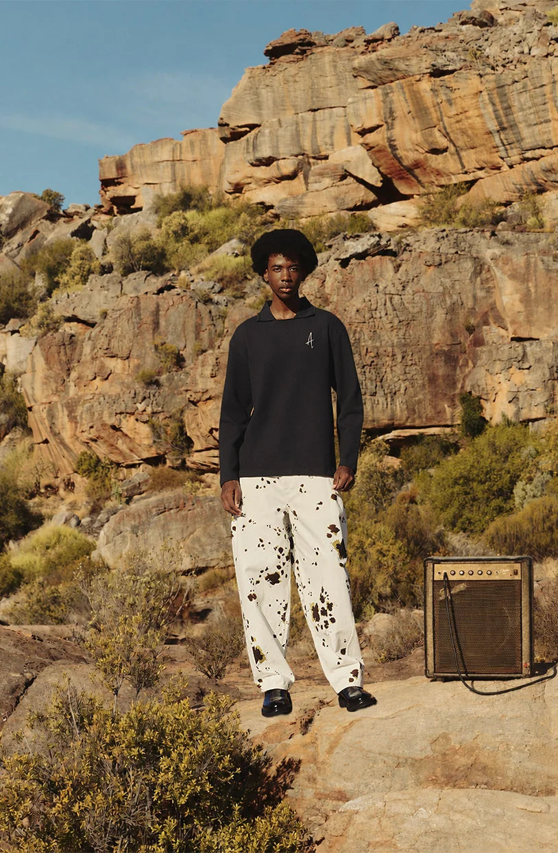AMPÉRE | Gijs Jacquard L/S Polo | Pirate Black