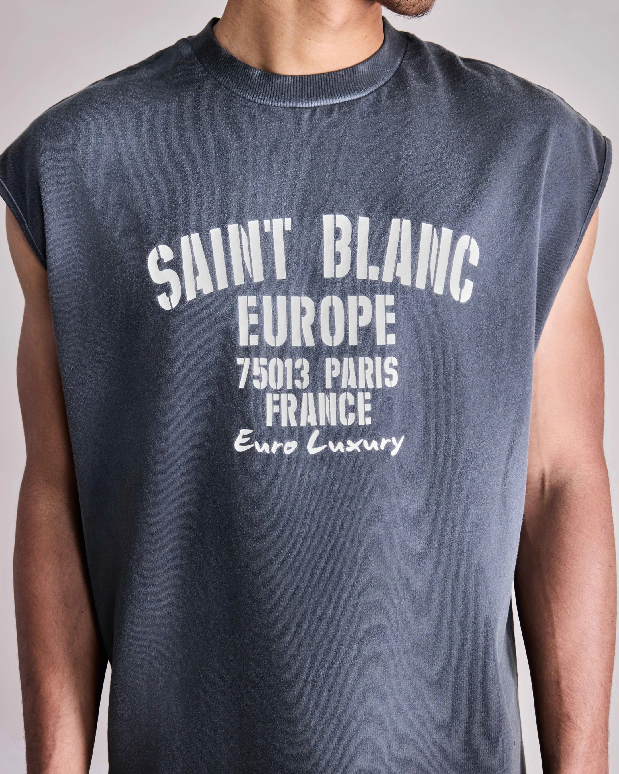 SAINT BLANC EURO LUXURY SLEEVELESS SHIRT BLACK