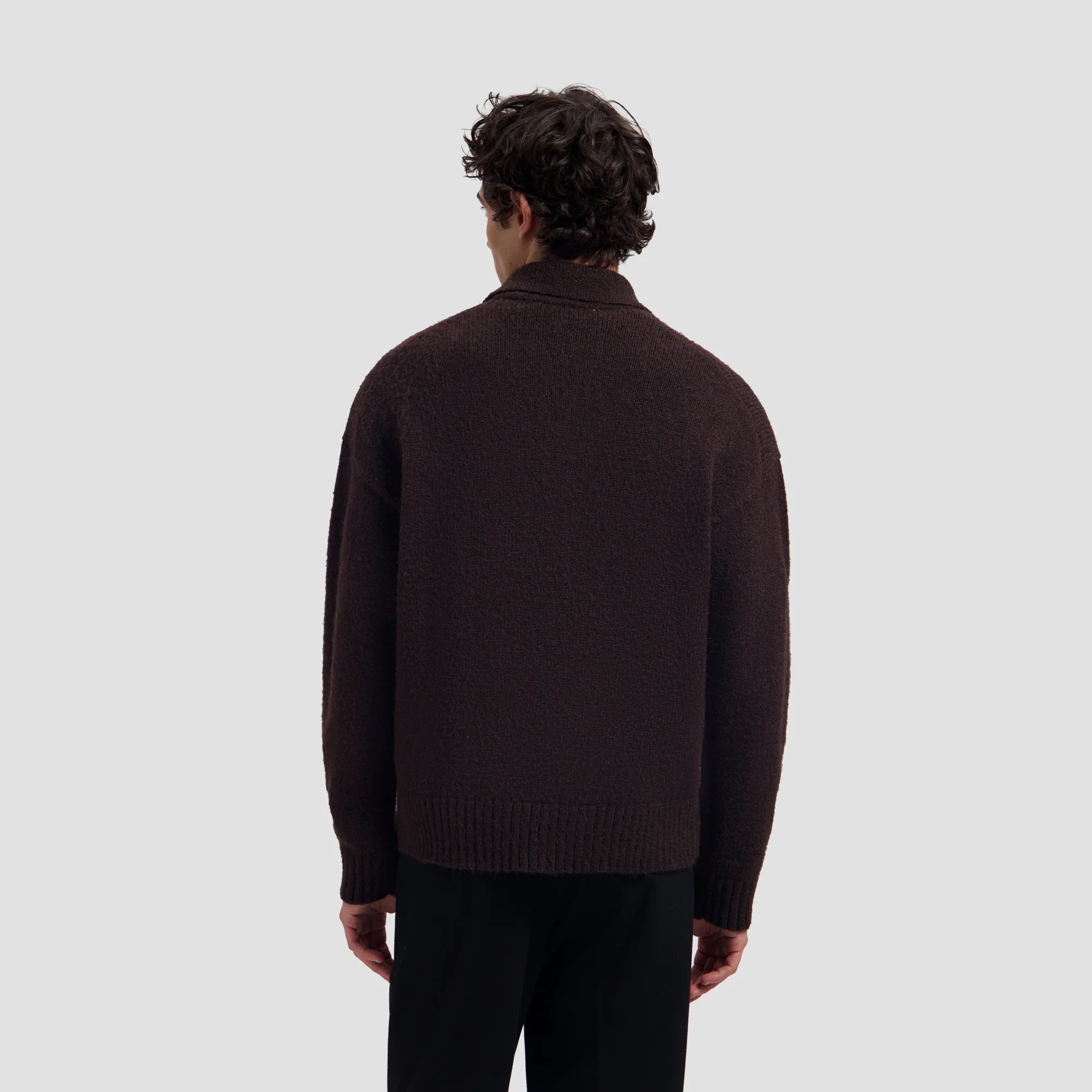 OLAF OVERSIZED KNITTED POLO - CHOCOLATE PLUM