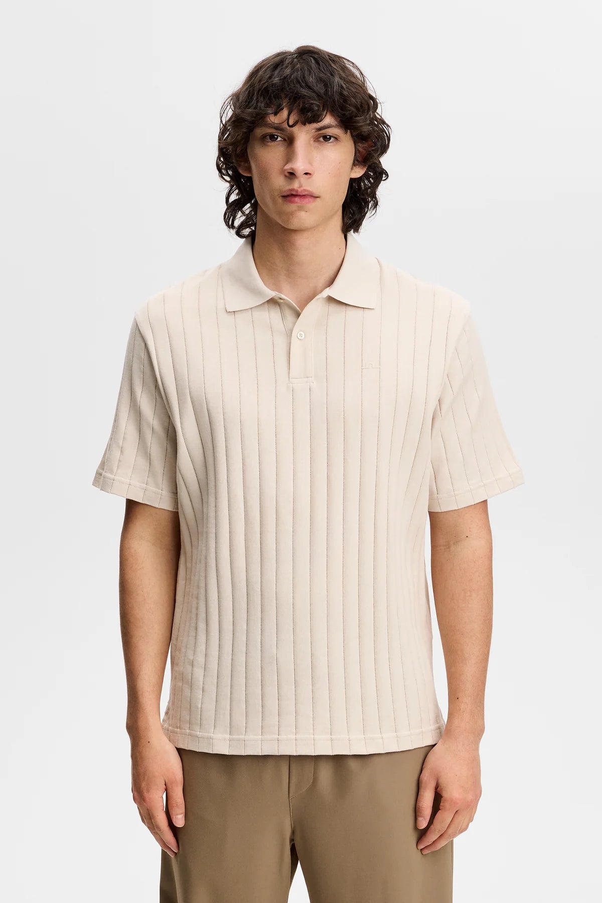 J.LINDEBERG Simon Stripe Polo Moonbeam
