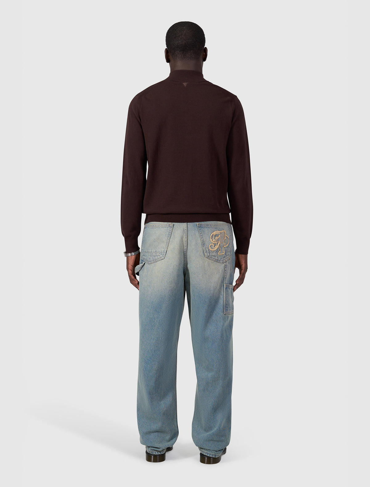 PURE PATH FLAT KNIT HIDDEN HALF-ZIP | DARK BROWN