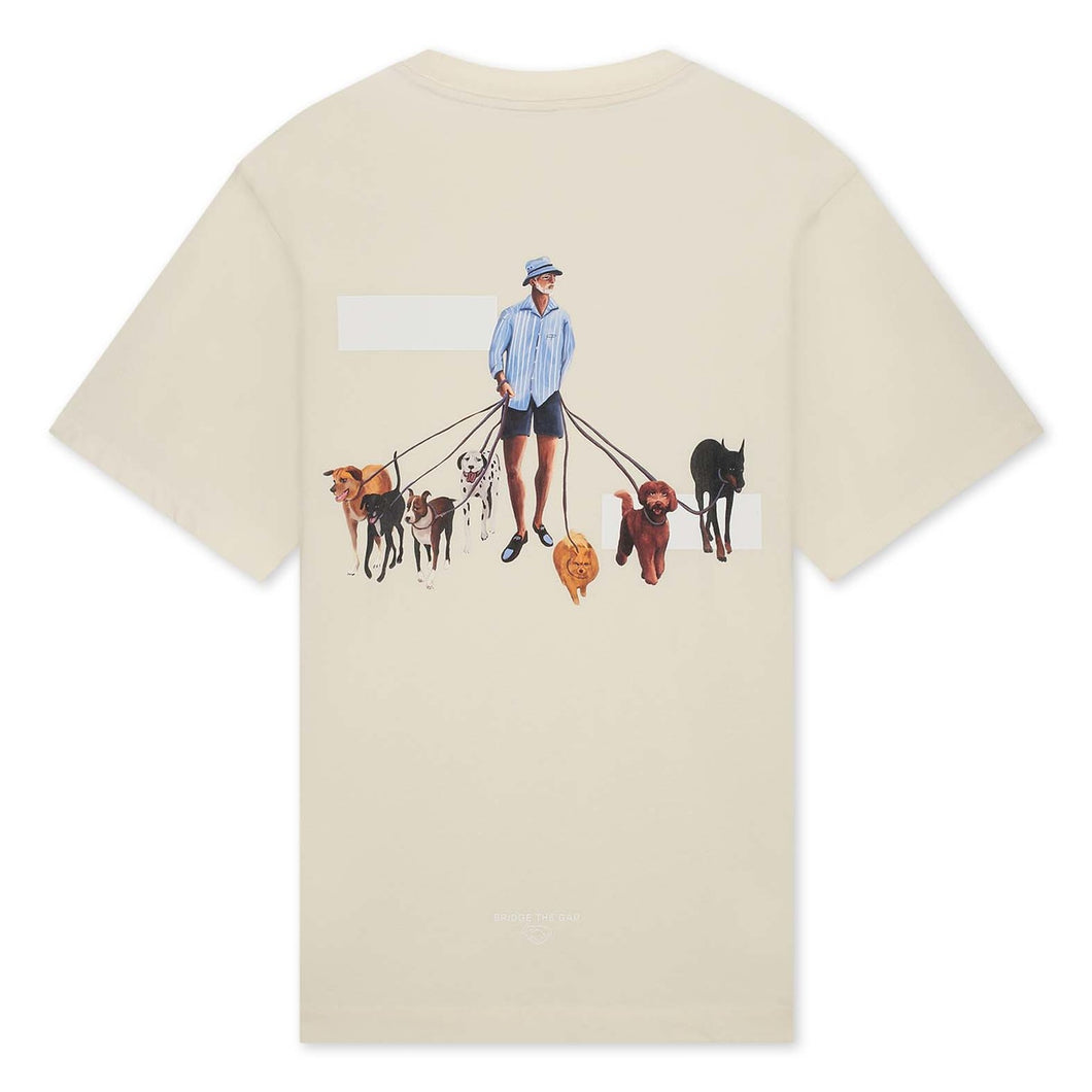 FILLING PIECES T-SHIRT DOG WALKER ANTIQUE WHITE
