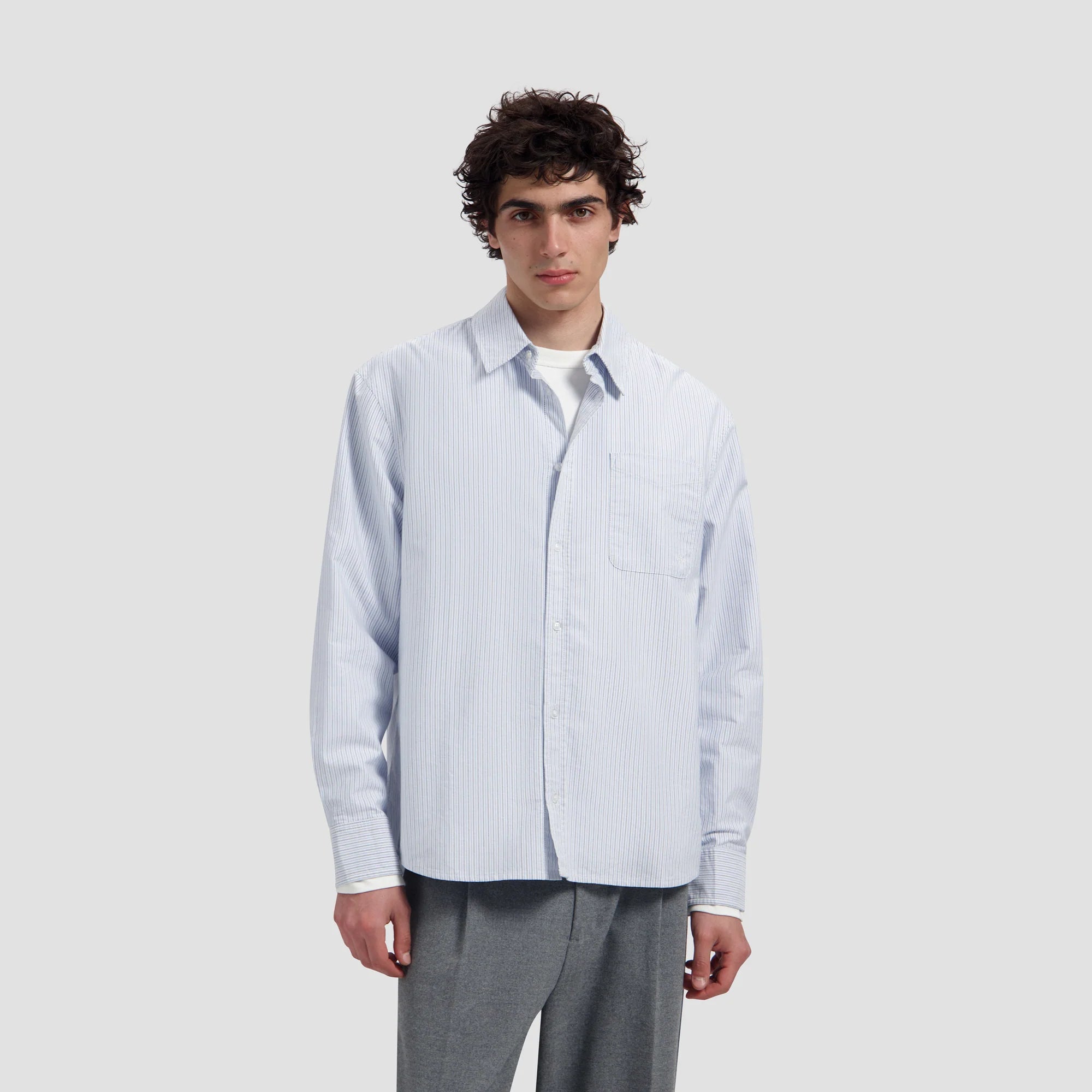OLAF OXFORD RELAXED SHIRT - WHITE/NAVY ACADEMY