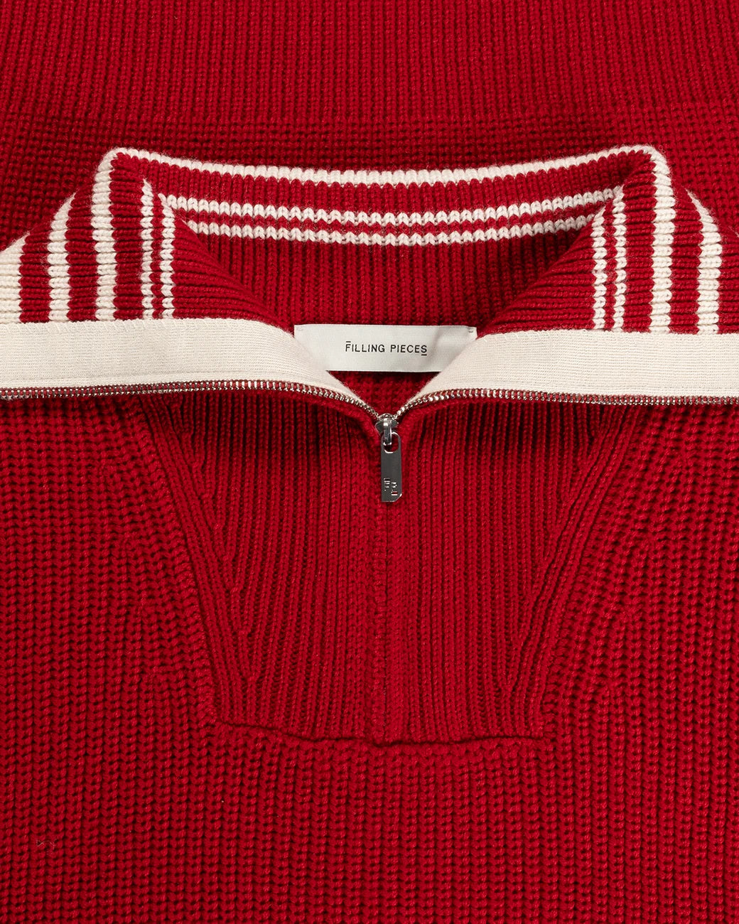 FILLING PIECES Zip Knit Chunky Fisherman Scarlet Red