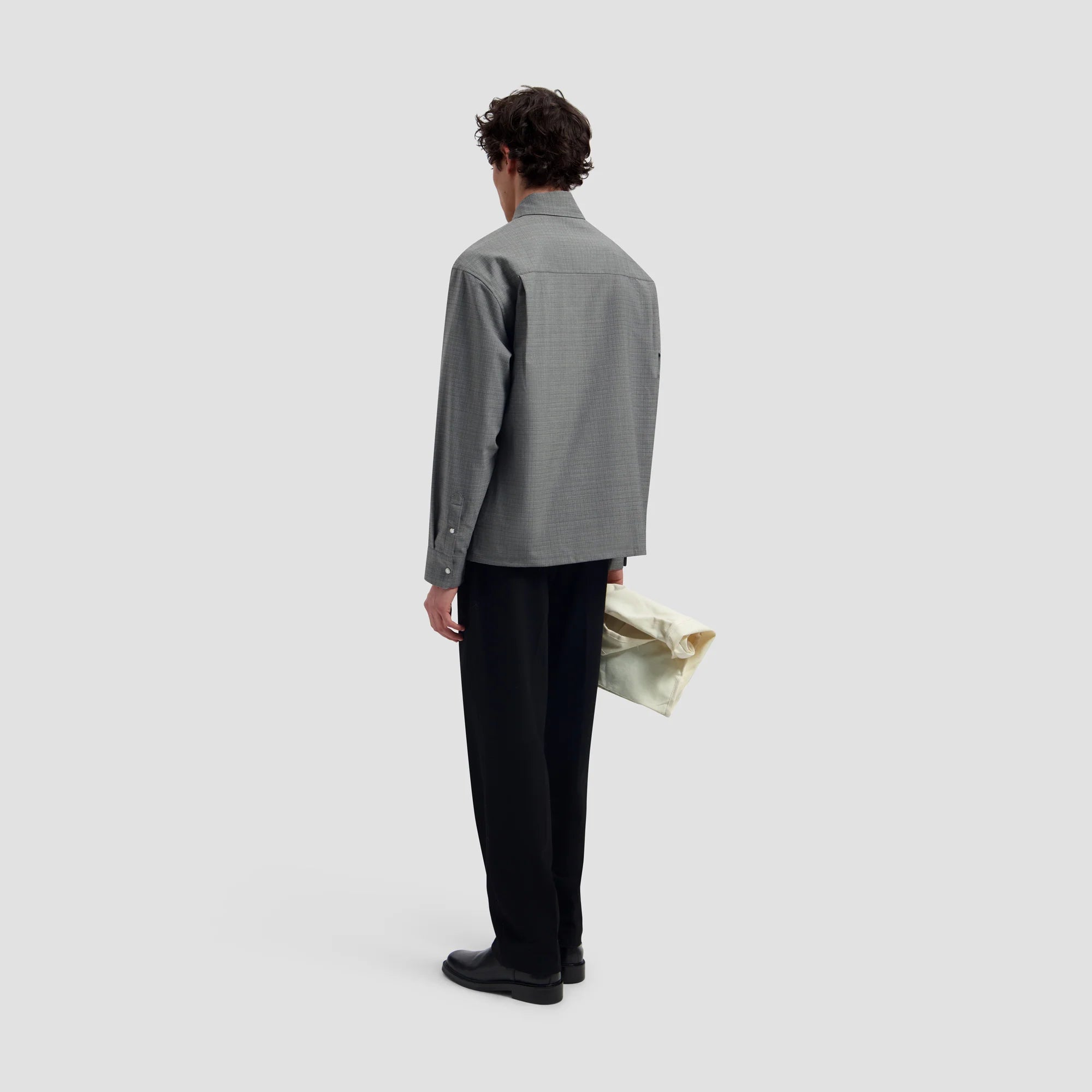OLAF WOOL BOXY SHIRT - HEATHER GREY