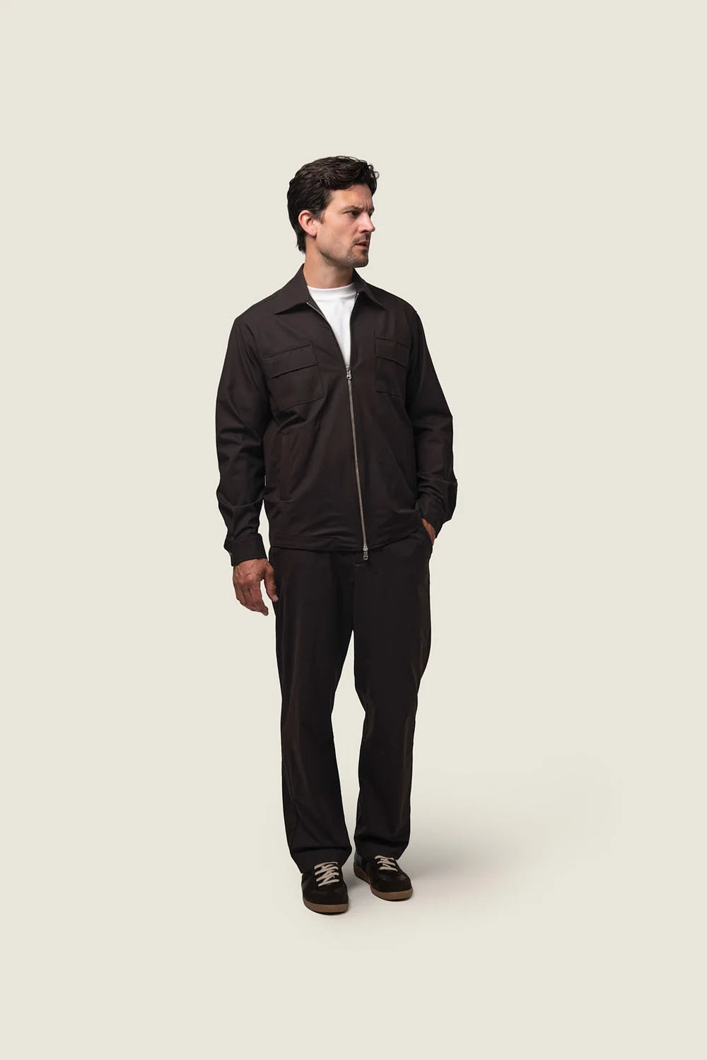 DUQUEZZI WOOL STRETCH JACKET CASELLA | DARK BROWN